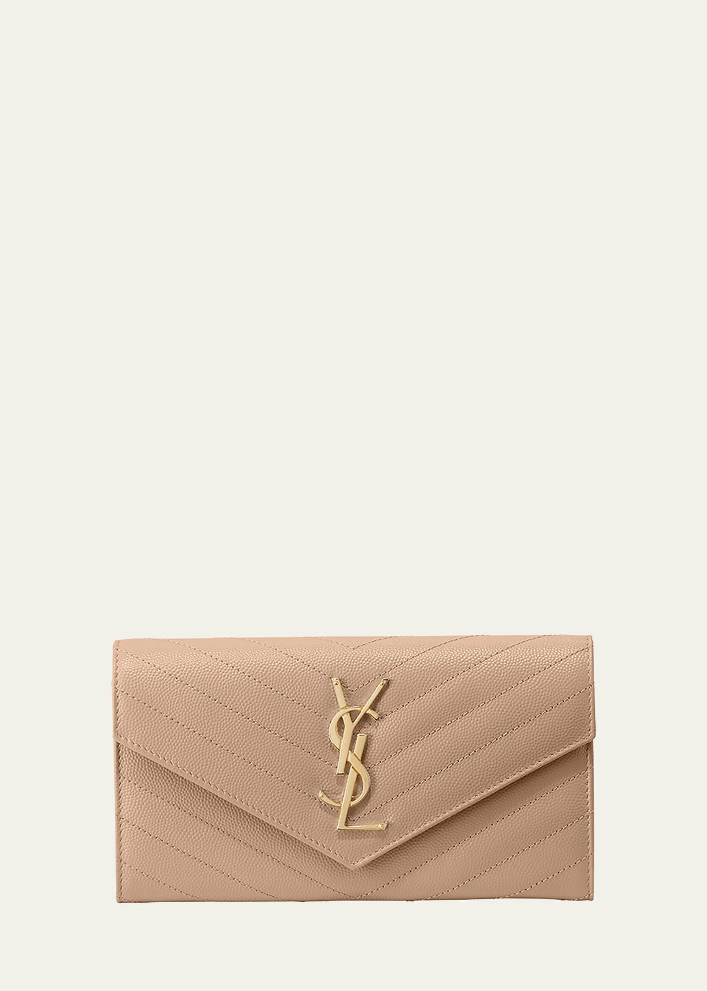 YSL Monogram Large Flap Wallet in Grained Leather - 1