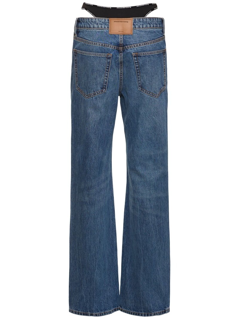 Mid rise relaxed cotton denim jeans - 3