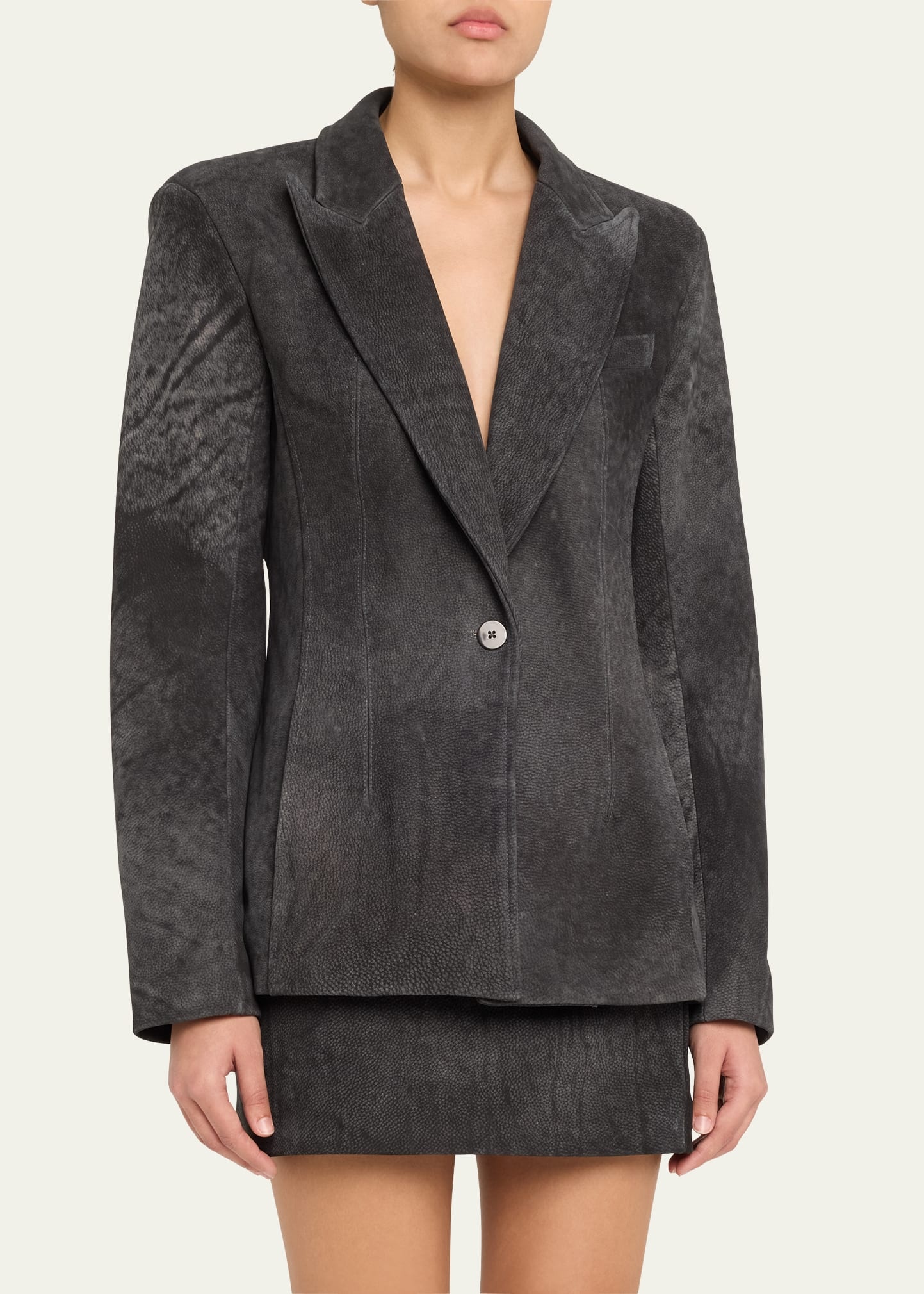 Nubuck Leather Blazer - 4