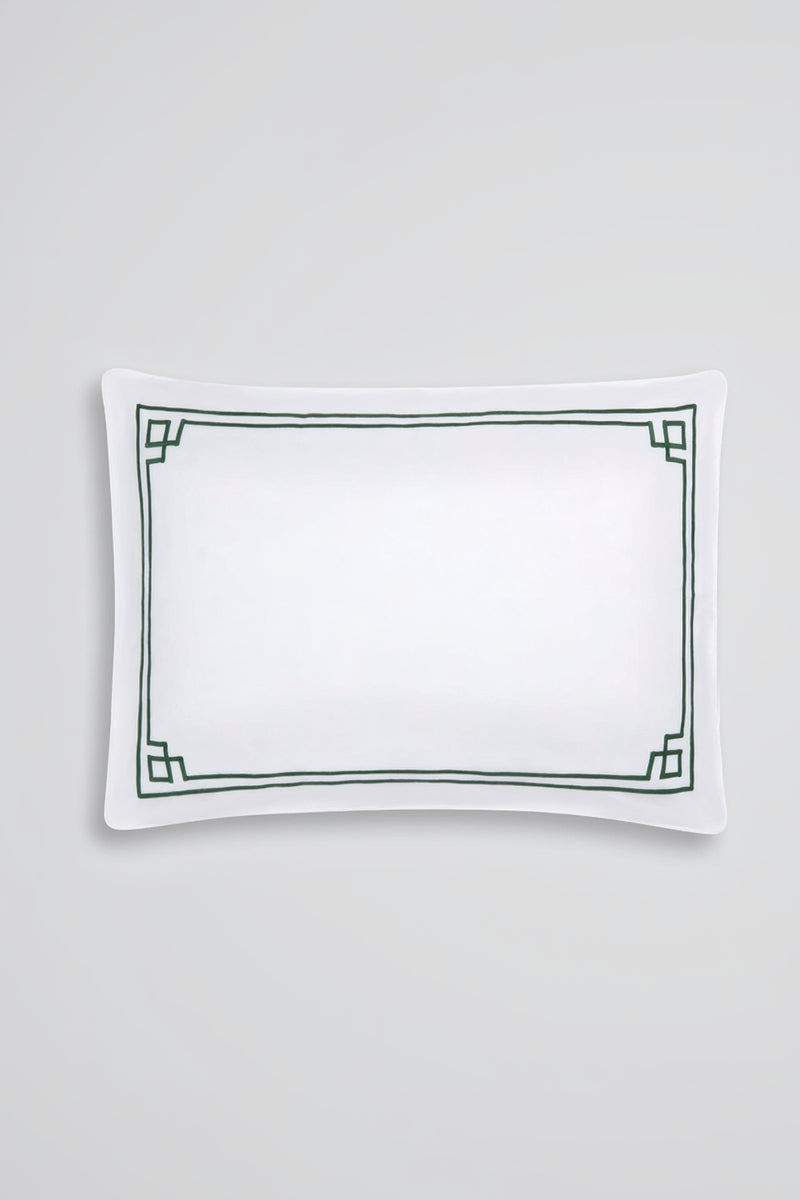 Giulia Pillow Slip in White & Artemisia Cotton 1