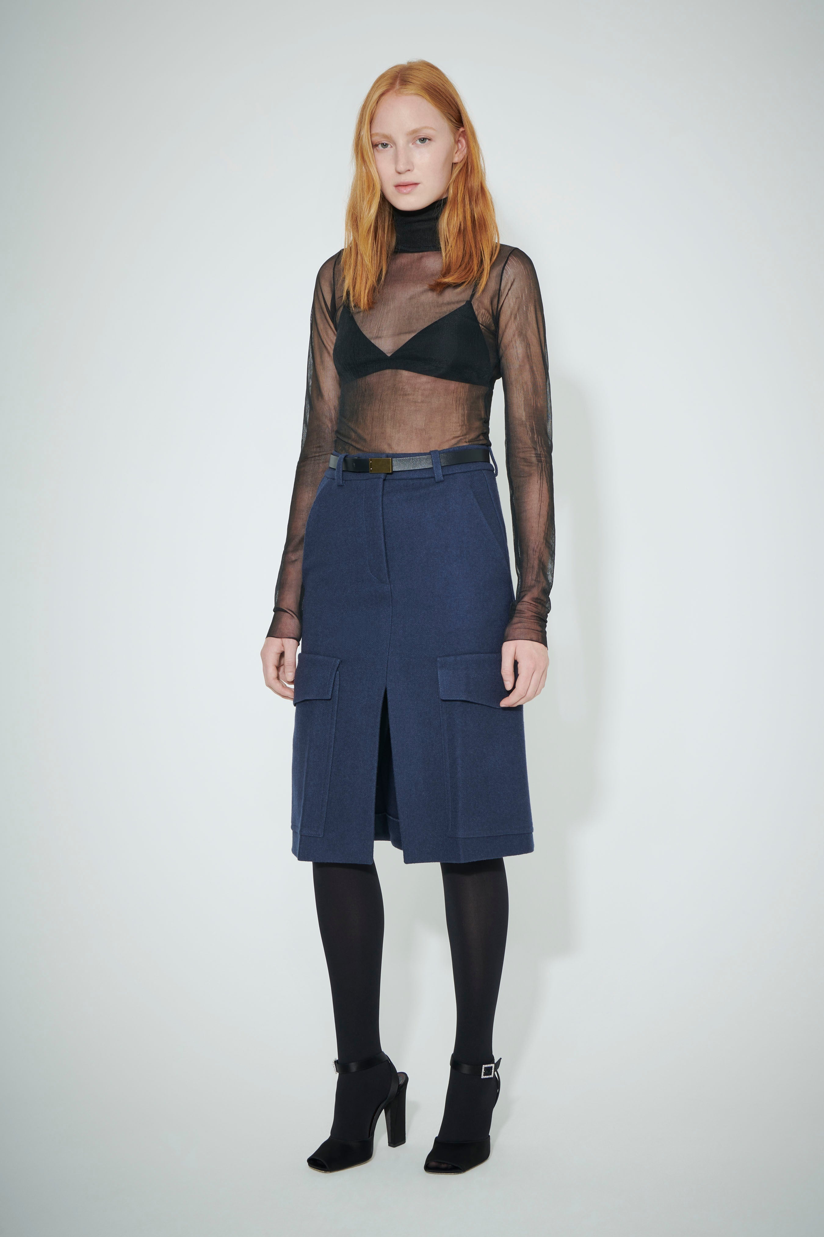 Tailored Utility Skirt in Steel Blue - 2