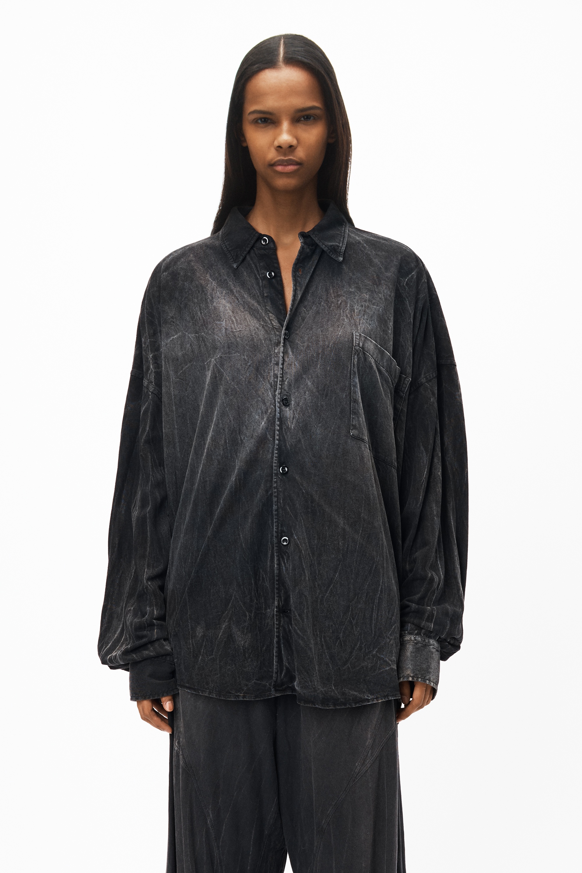 creased wash button up in cotton hemp jersey - 2