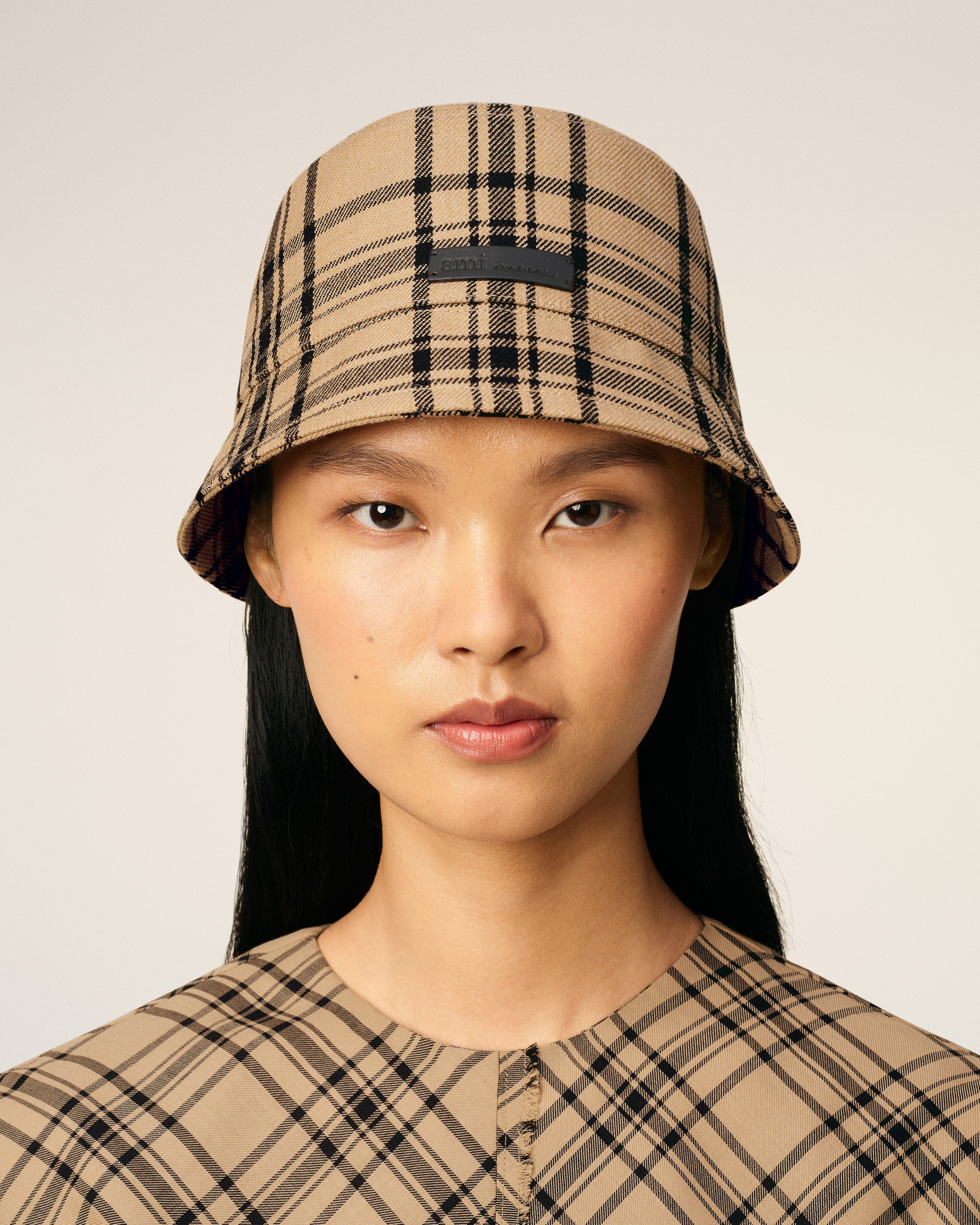 BROWN WOOL CHECKED  BUCKET HAT - 6