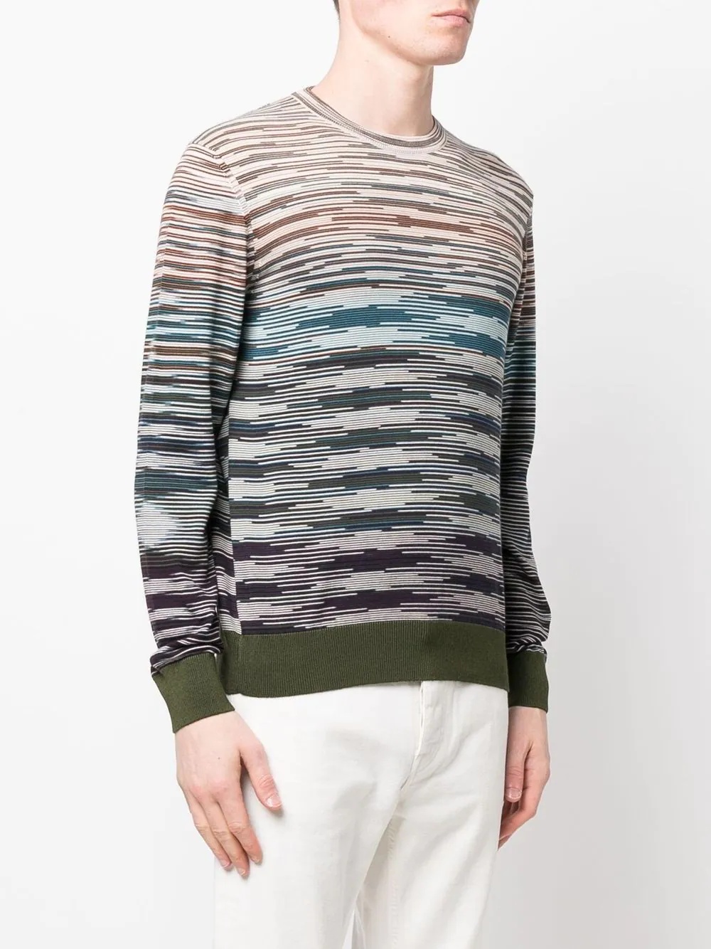 intarsia stripe-knit crew-neck jumper - 3