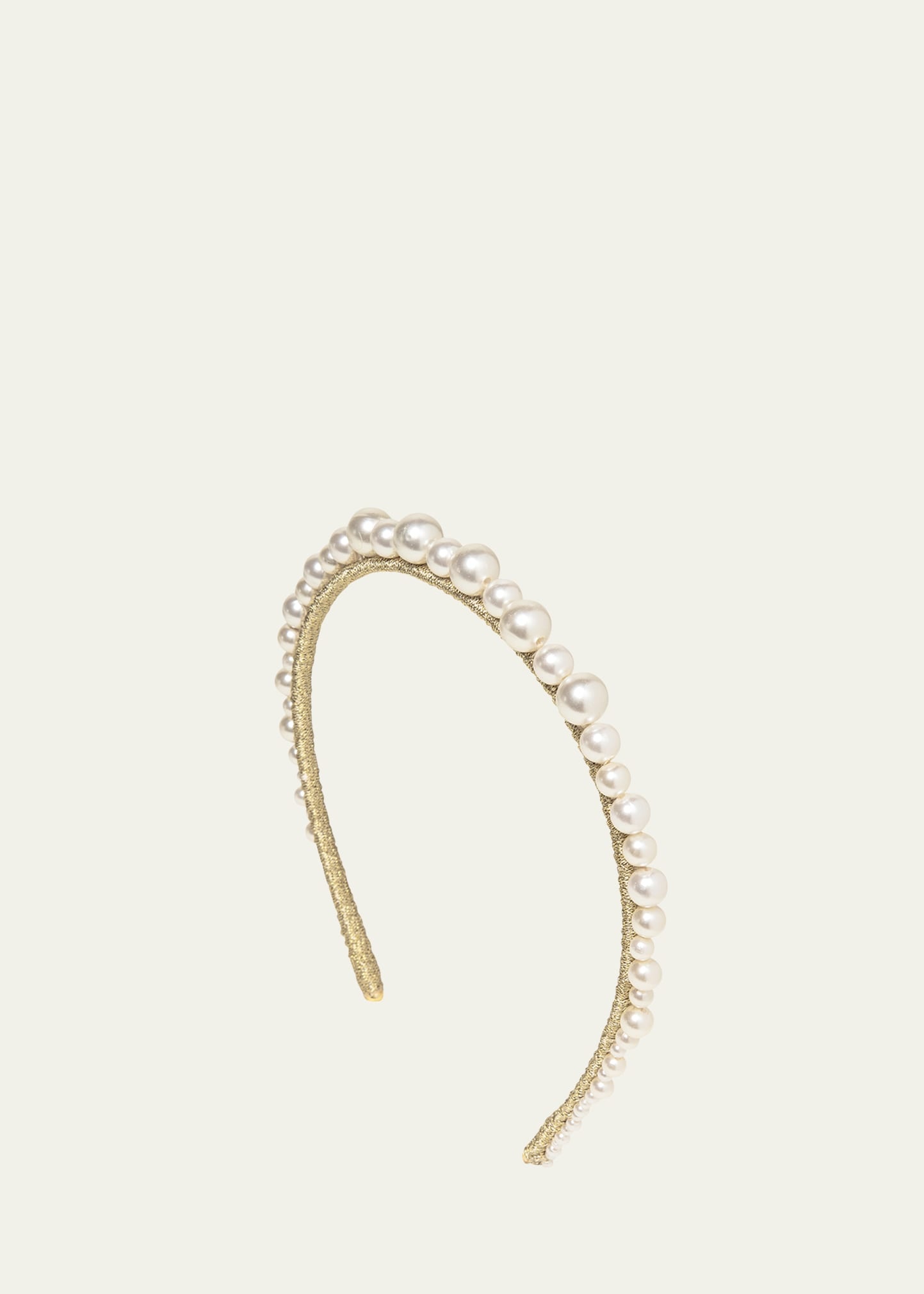 Belladonna Pearly Golden Silk Headband - 1