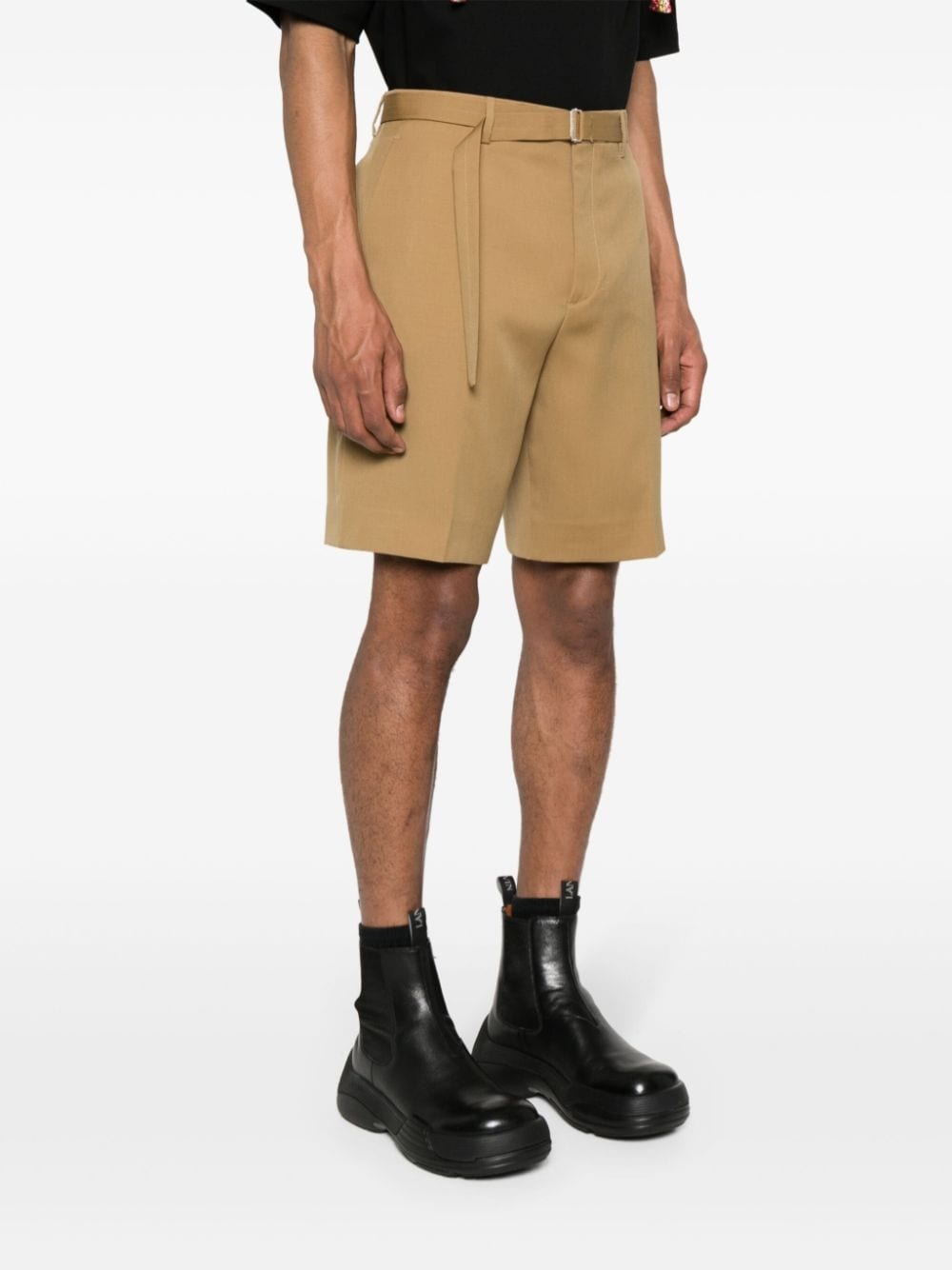 pressed crease wool shorts - 3