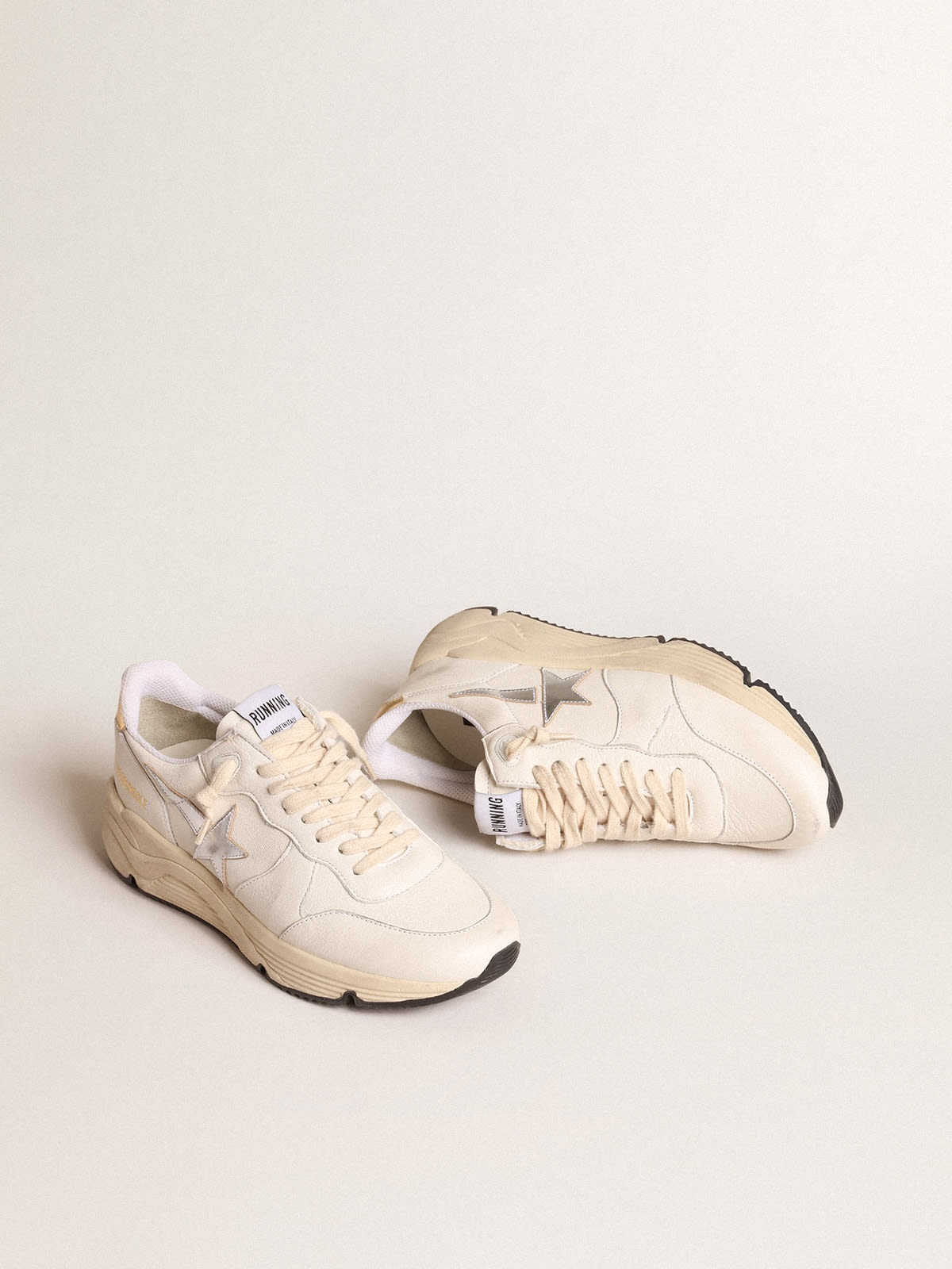 Running Sole in nappa with silver star and gold leather heel tab - 2