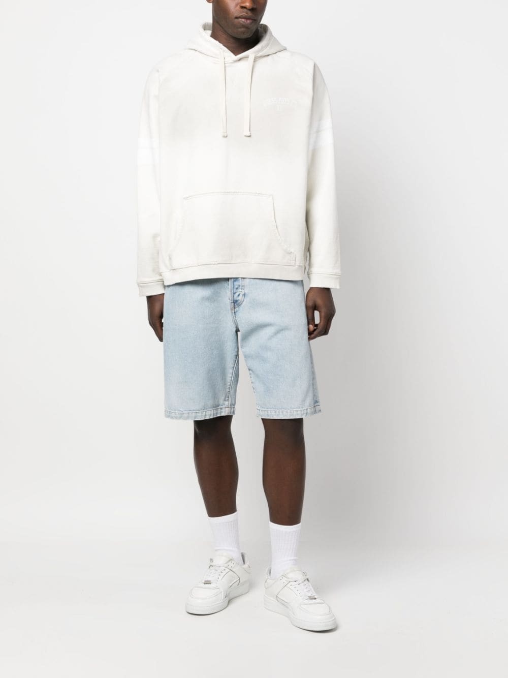 slogan-print striped hoodie - 2