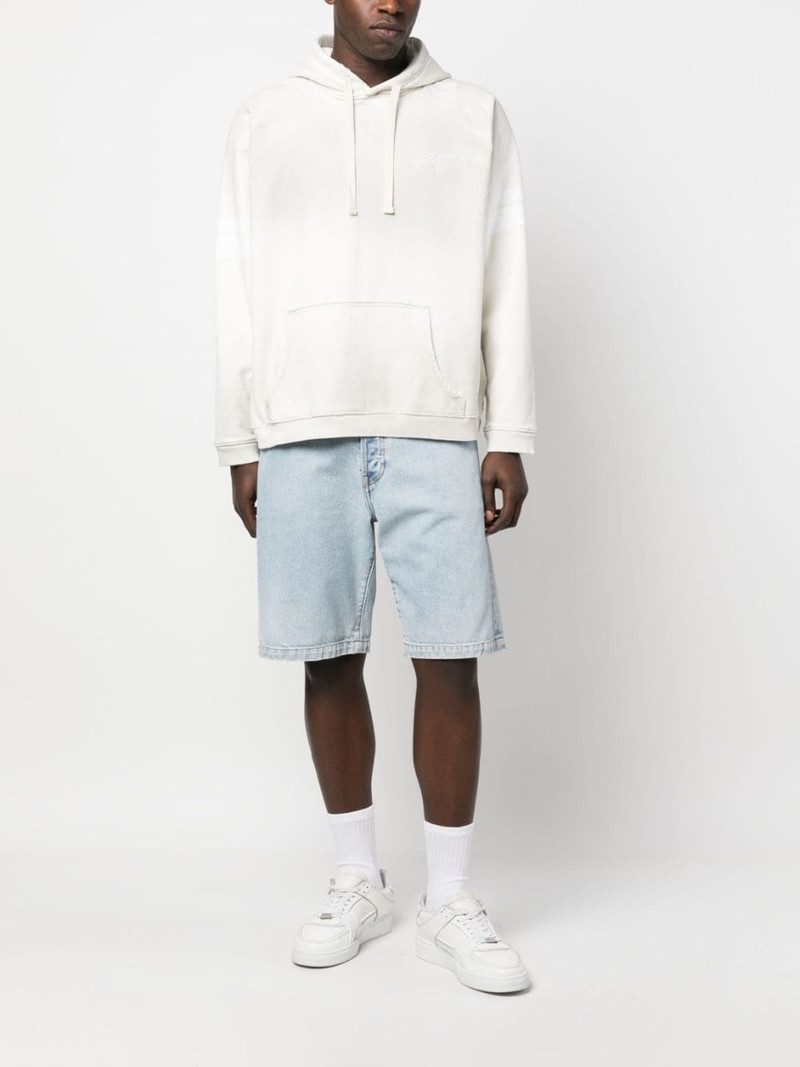 GUESS USA slogan-print striped hoodie outlook