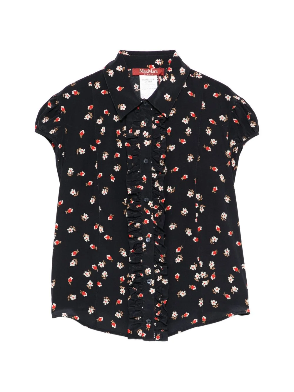 Canale flower-print ruffled top - 1