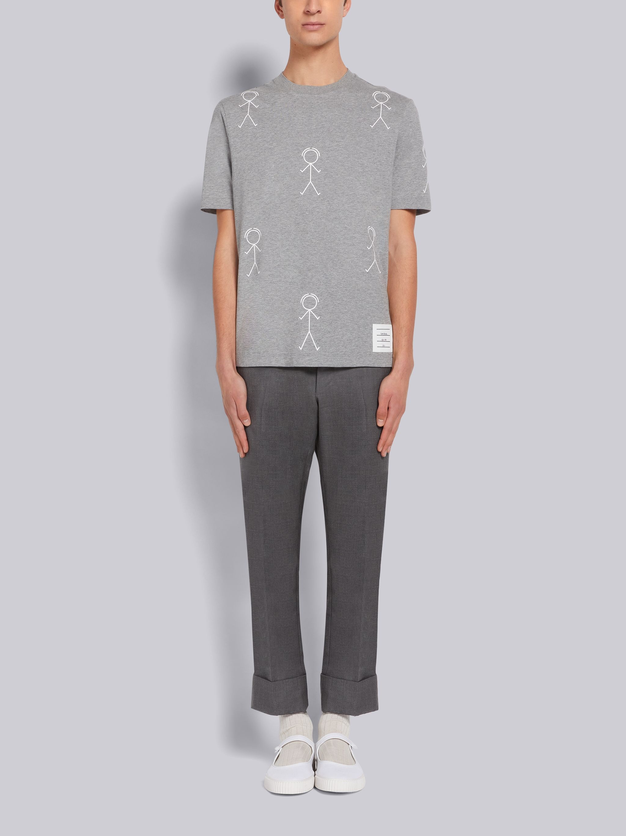 Light Grey Midweight Jersey Half Drop Mr. Thom Icon Print Tee - 4