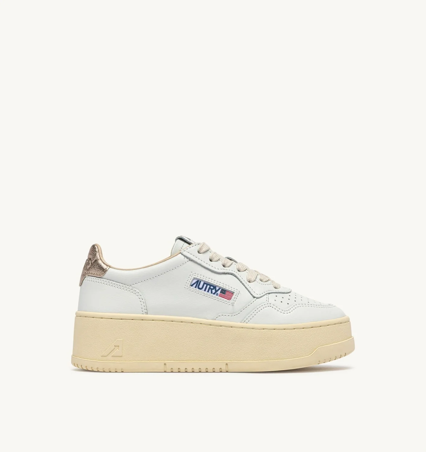 MEDALIST PLATFORM SNEAKERS IN FEATHER GRAY AND WHITE SUEDE AND LEATHER - 1