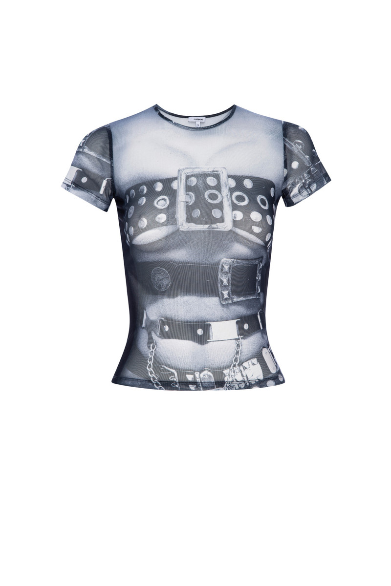 miaou MESH MINI TEE - BELT PRINT outlook