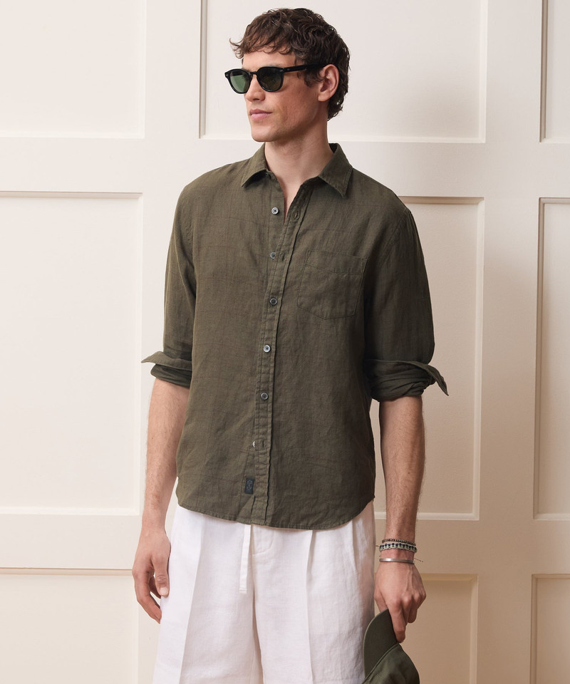 TODD SNYDER Slim Sea Soft Linen Point Collar Shirt outlook