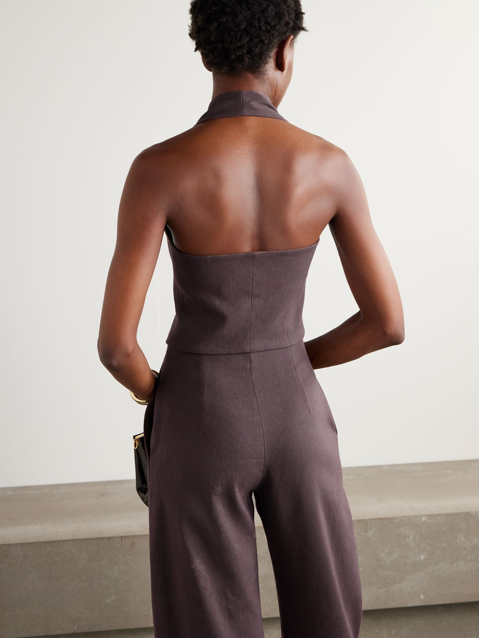 Umbra stretch-wool, organic cotton and hemp-blend halterneck vest Purple - 3