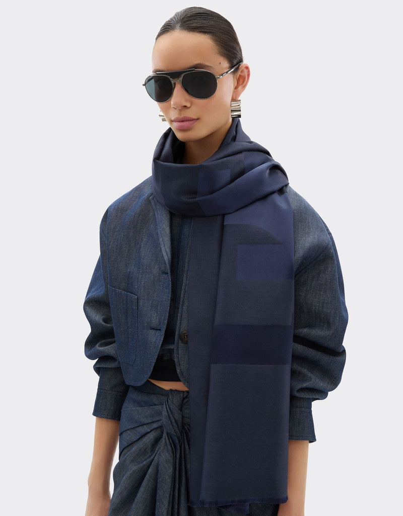 Wool and silk scarf with Ferrari logo 3