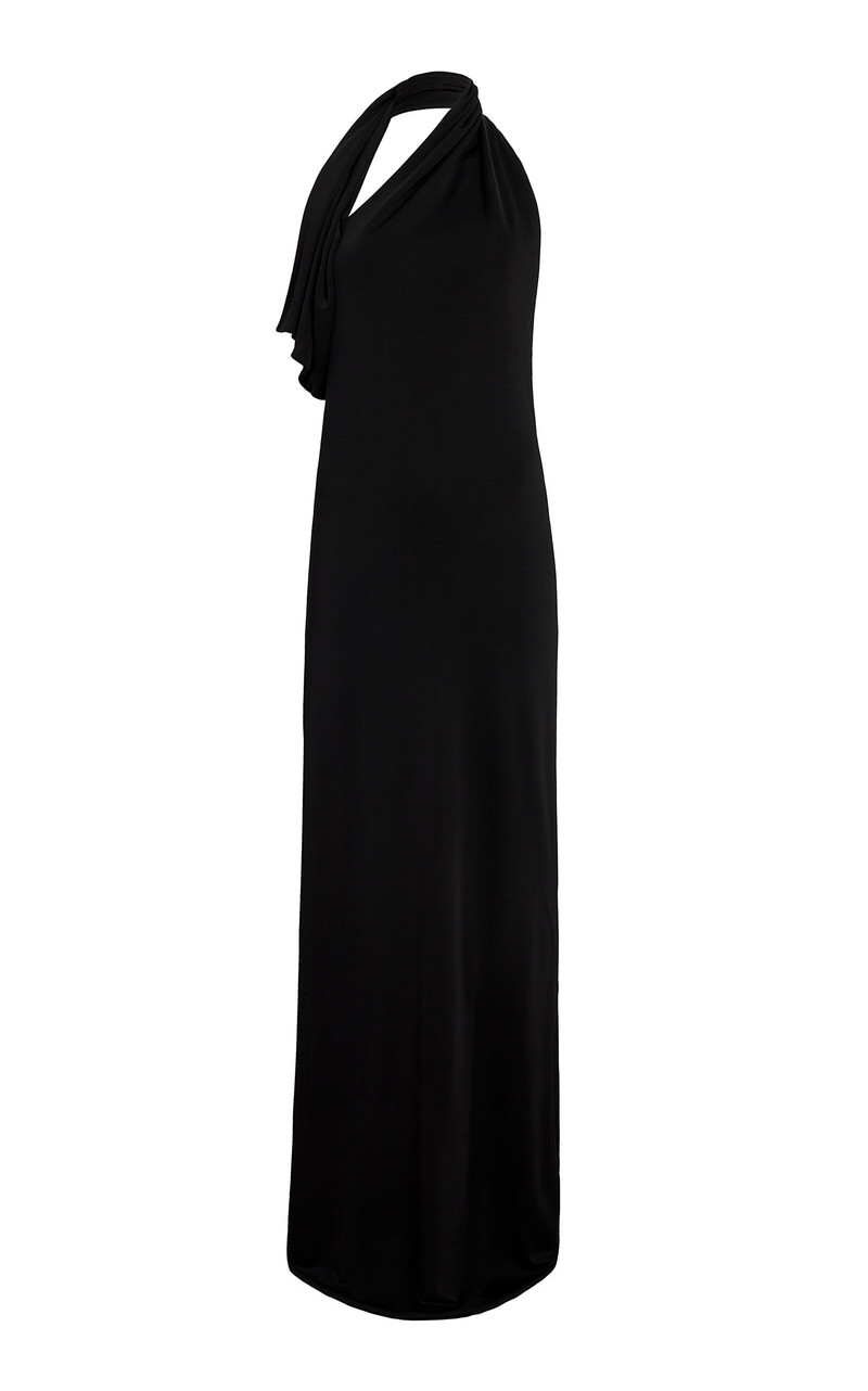 Roza Draped Crepe Maxi Dress black - 1