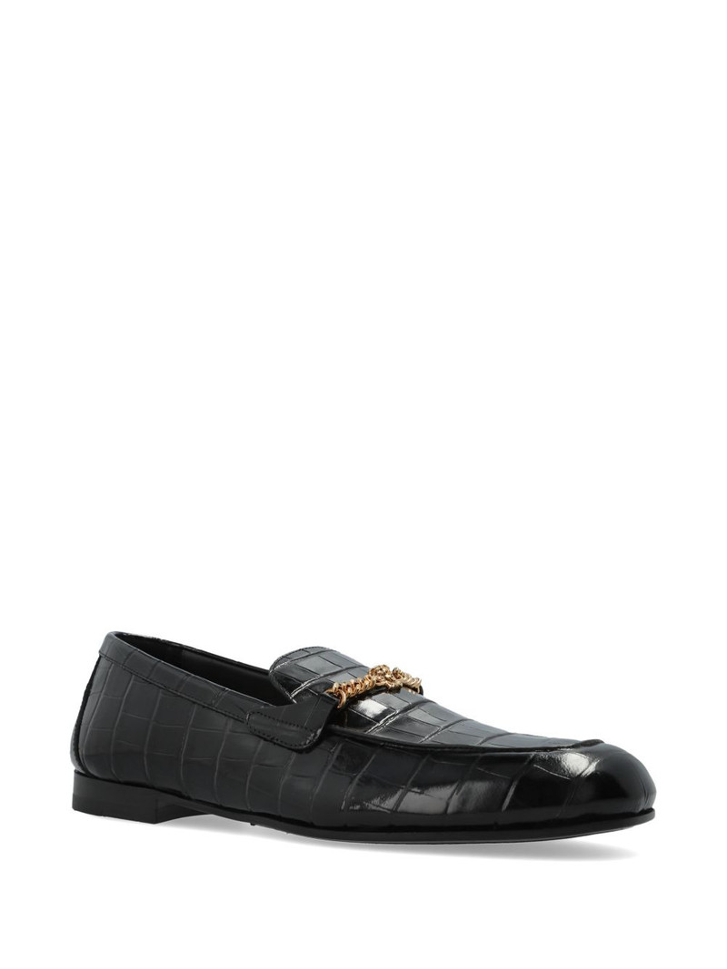 VERSACE chain embossed leather loafers outlook