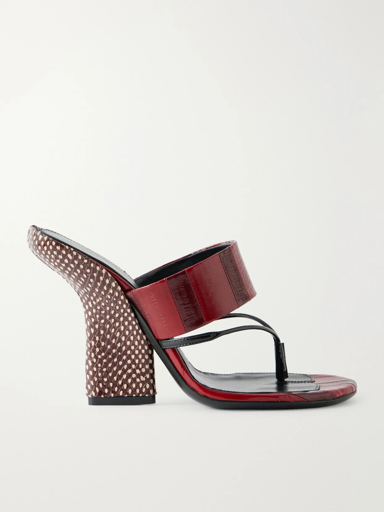 Eel-effect Leather Sandals - 1