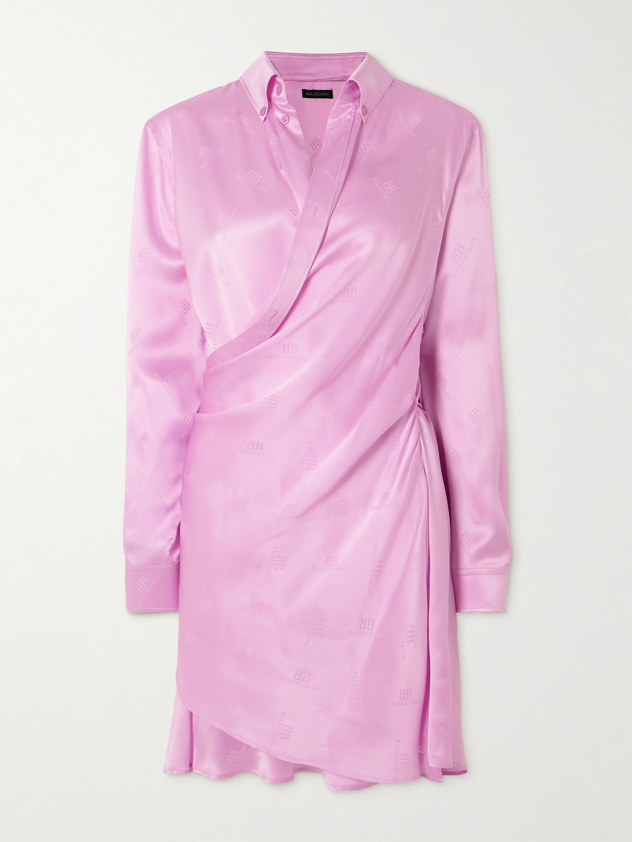 Draped Logo-jacquard Silk Mini Wrap Dress - 1