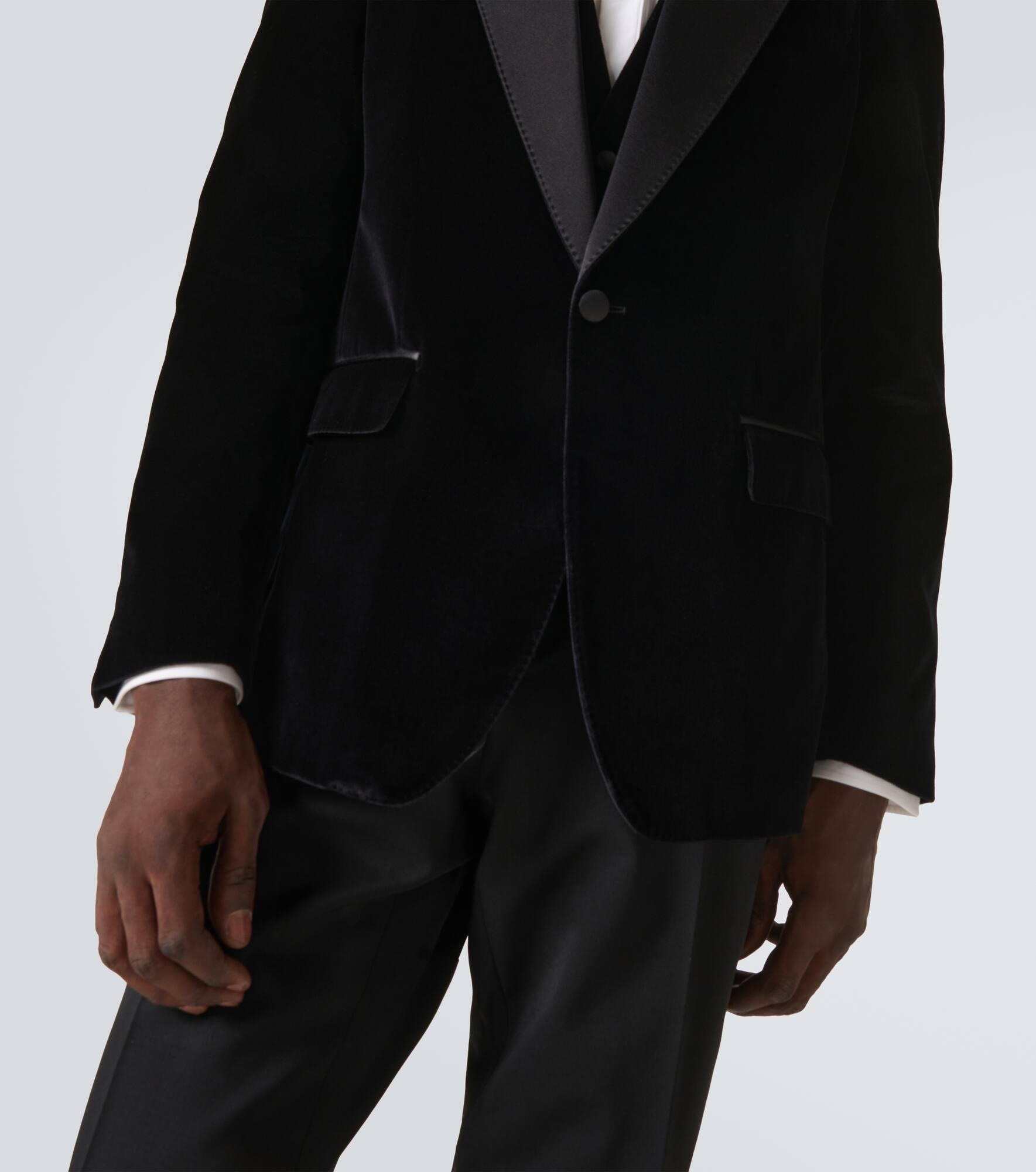 Cotton and silk-blend velvet tuxedo jacket - 6