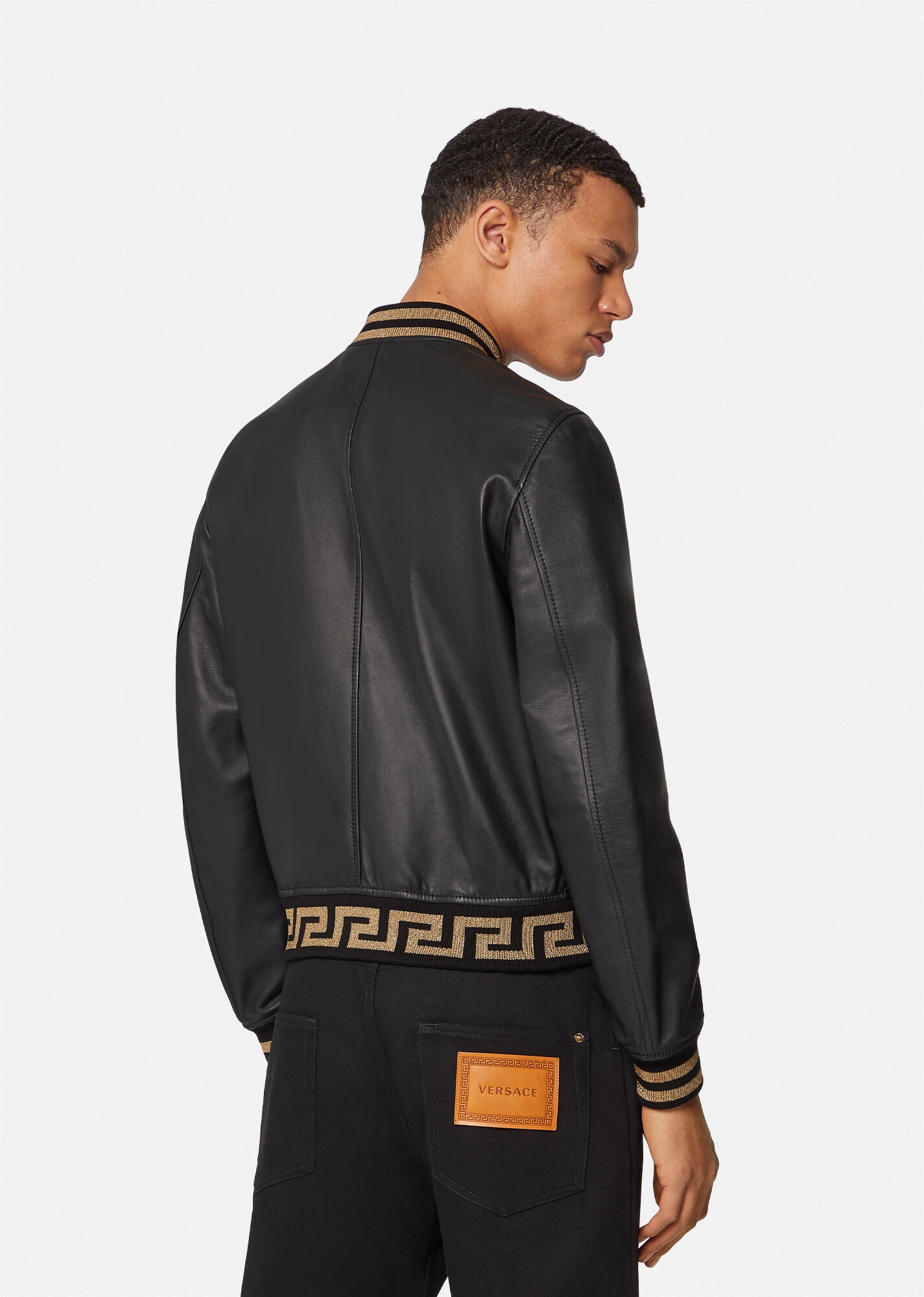 Greca Nappa Leather Bomber Jacket - 3