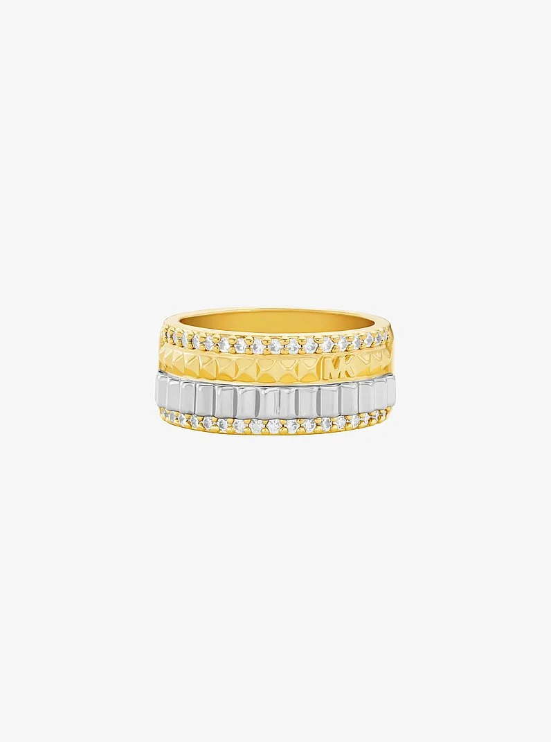 Pavé Two-Tone Fluted Ring - 1