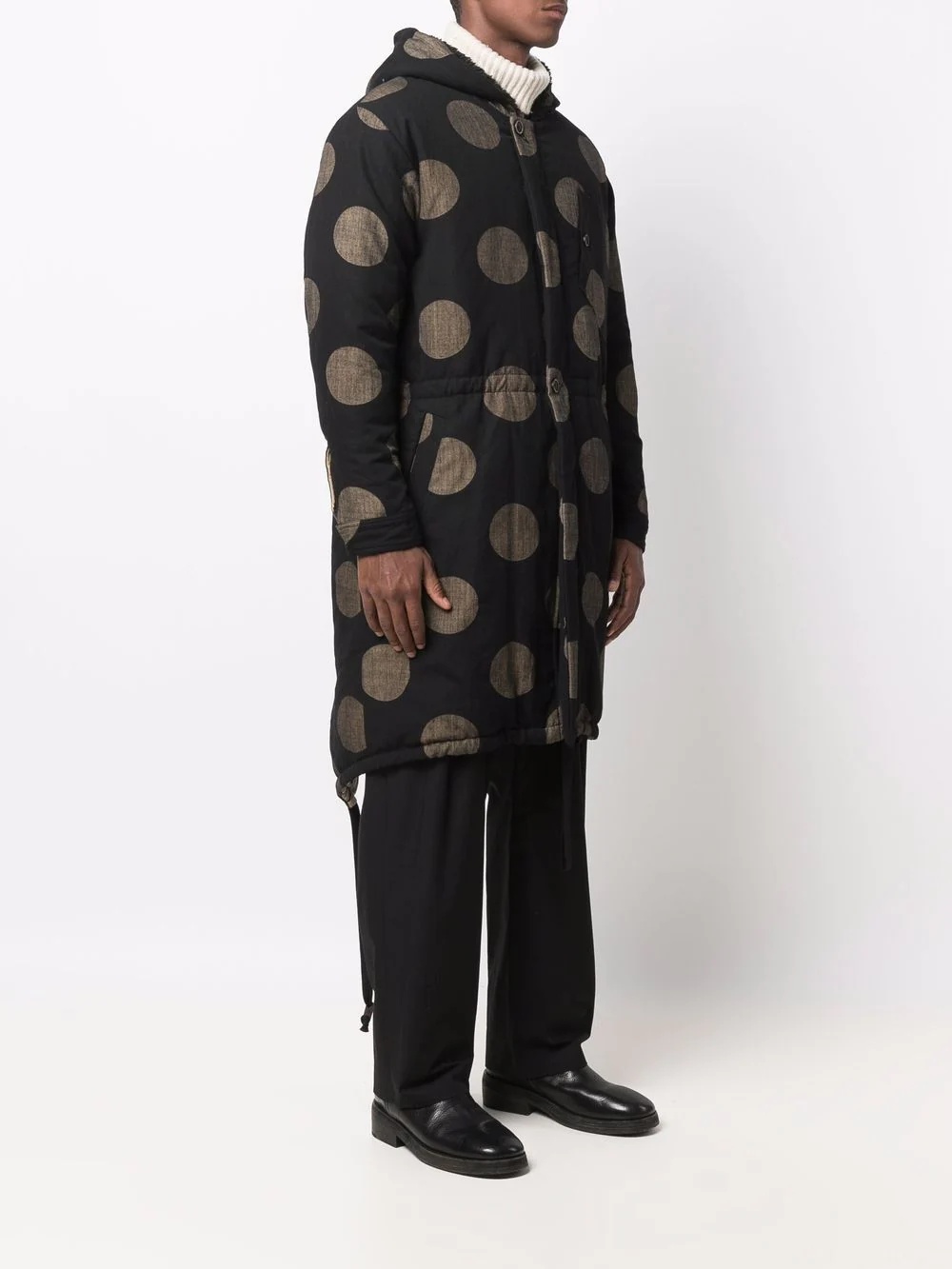 spot-print hooded parka coat - 3