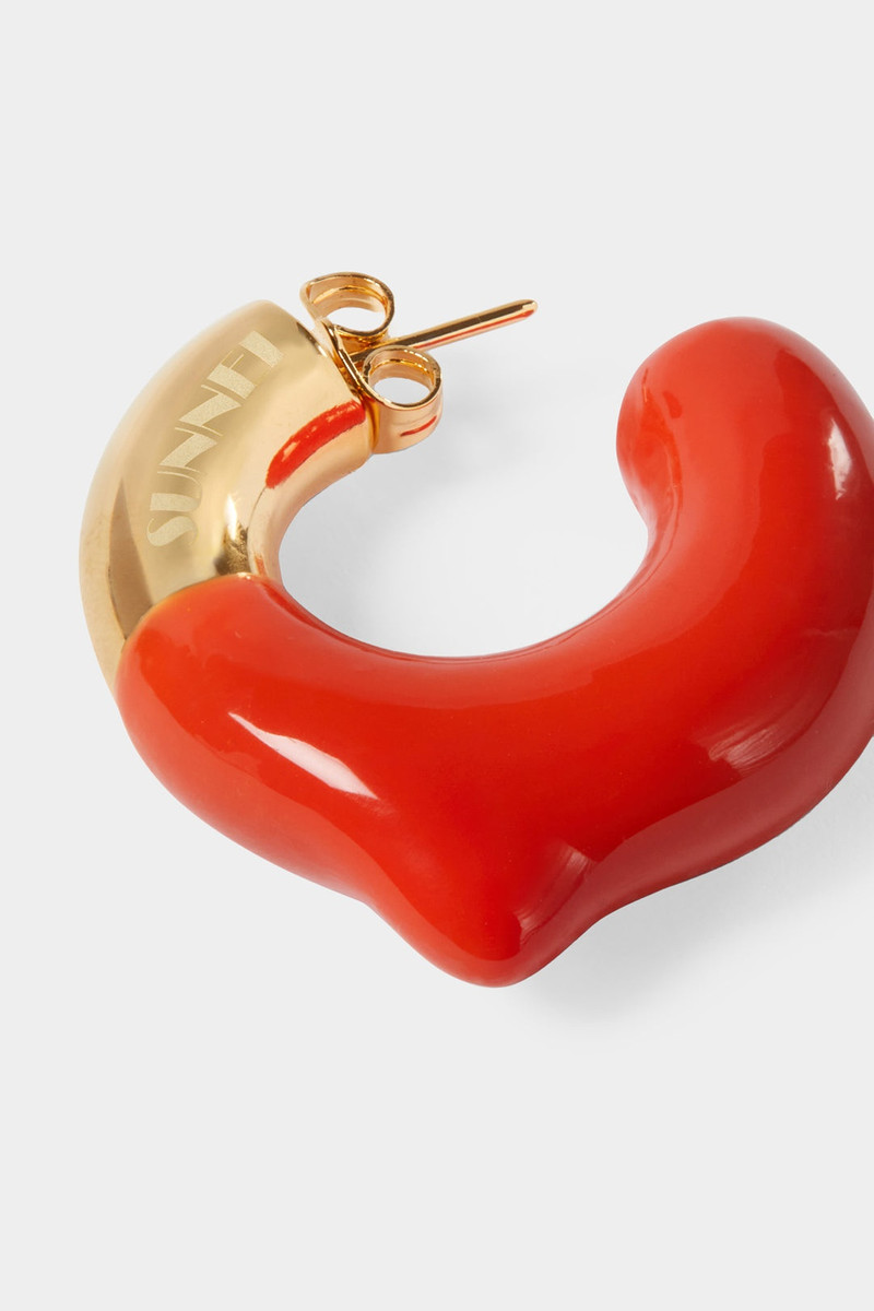 SUNNEI SMALL RUBBERIZED EARRINGS GOLD / orange outlook