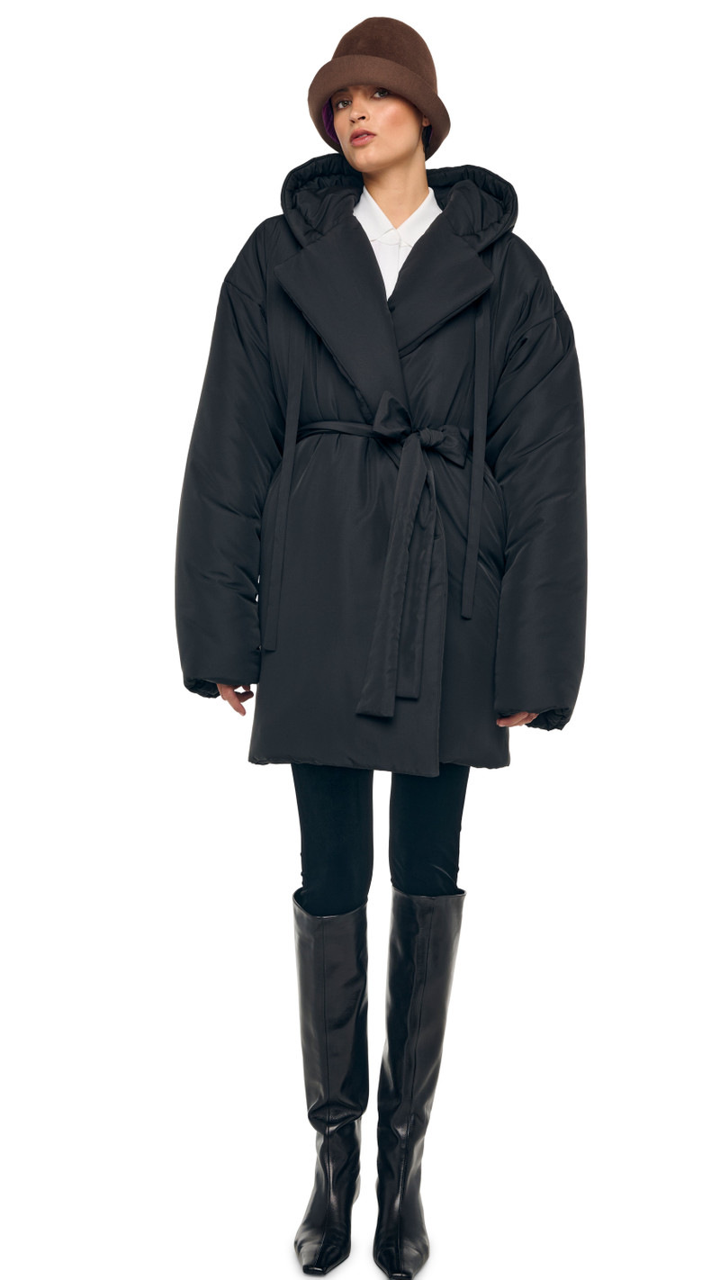 HOODED SLEEPING BAG COAT TO KNEE 1