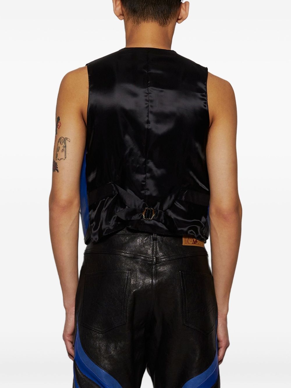 Apliqué flame-detail leather waistcoat - 5