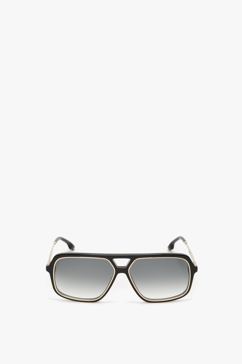Double Bridge Aviator Sunglasses In Black 1