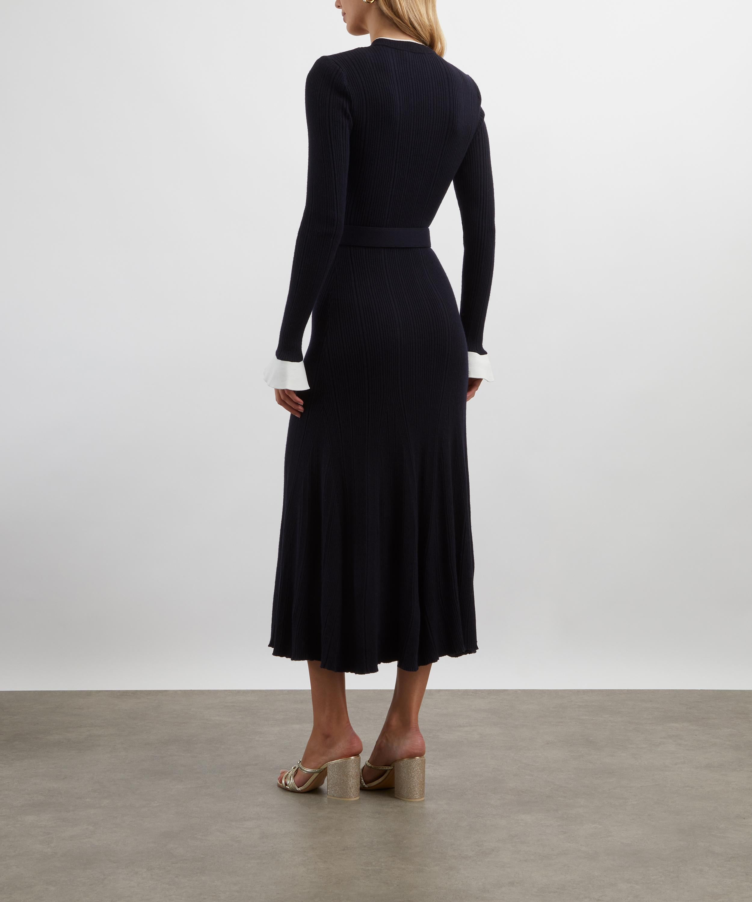 Navy Viscose Knit Midi Dress - 4