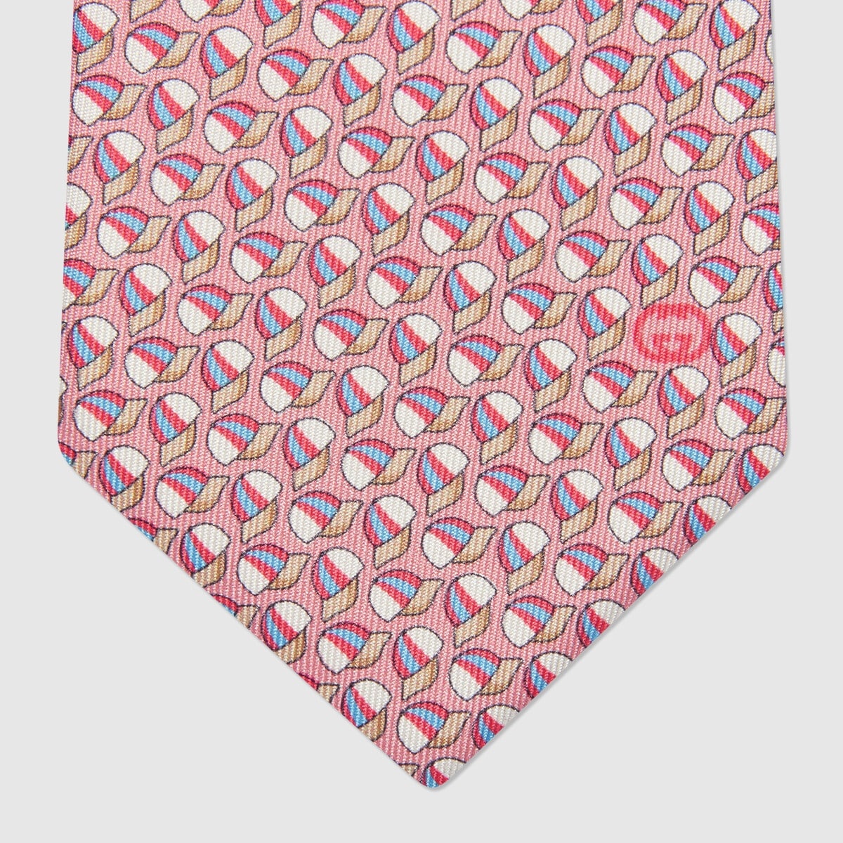 Interlocking G baseball hat print silk tie - 4
