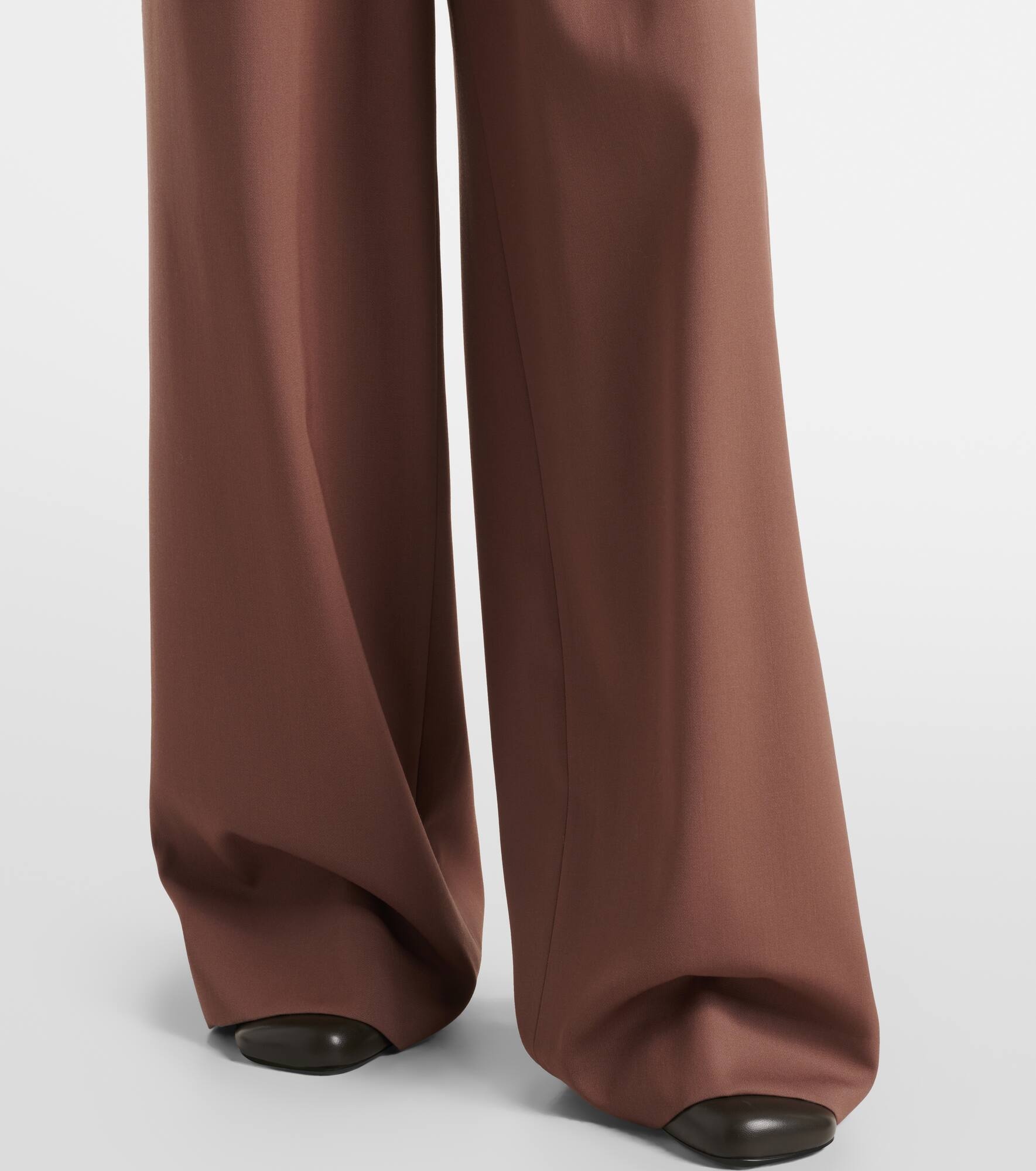 Belted wool gabardine wide-leg pants - 5