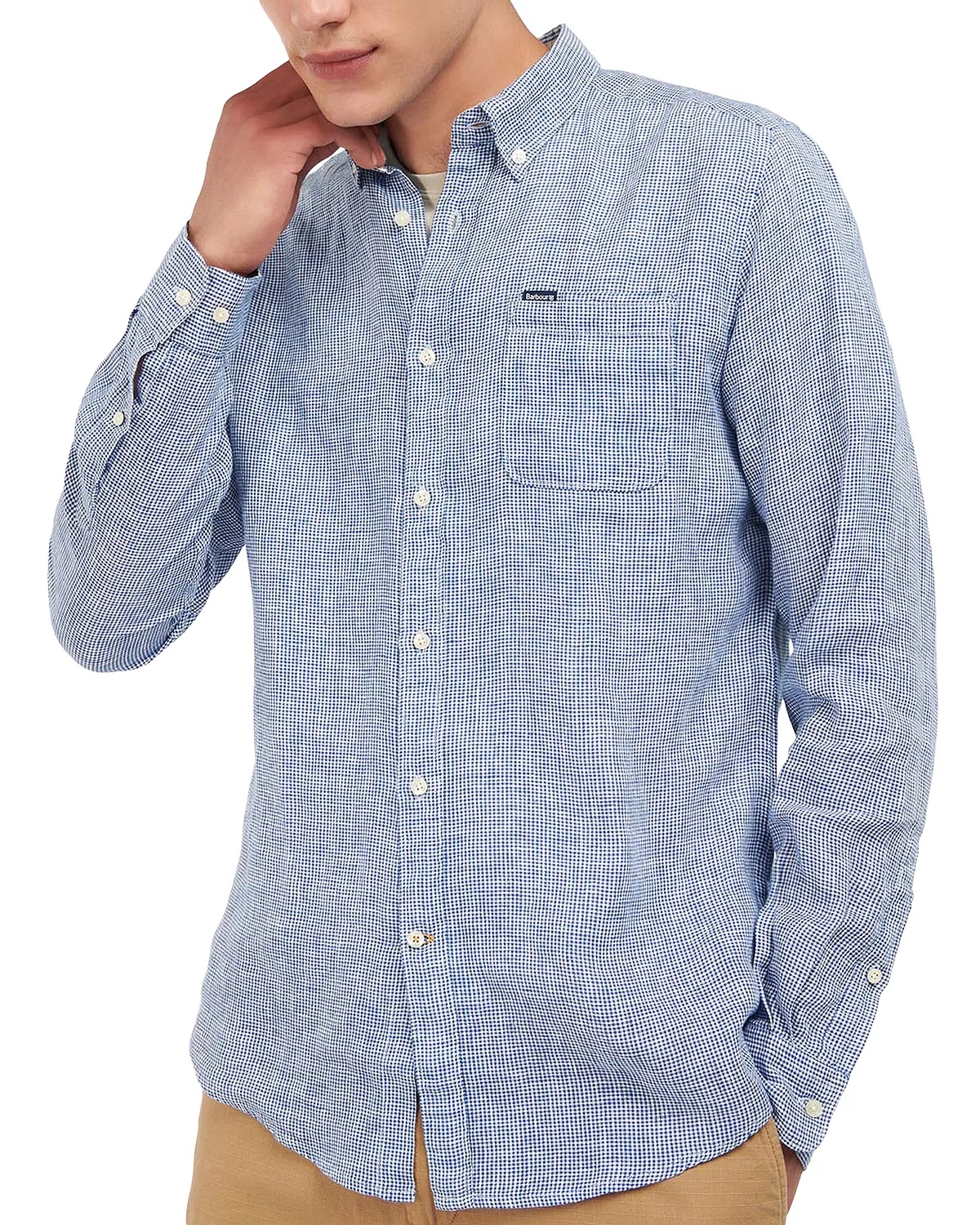 Linton Long Sleeve Micro Check Pattern Shirt - 1