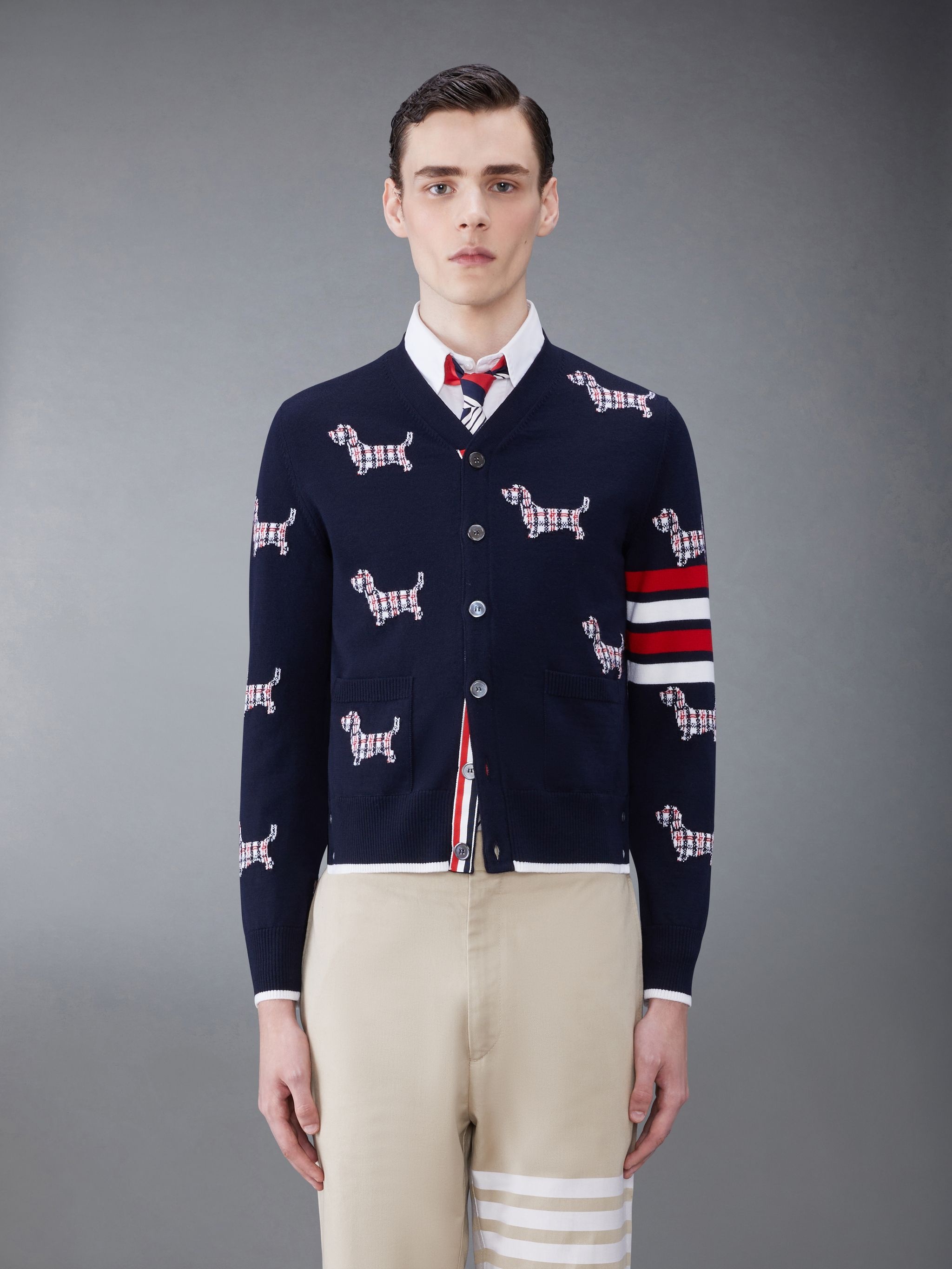 Thom Browne Hector 4-Bar stripe cardigan - Blue