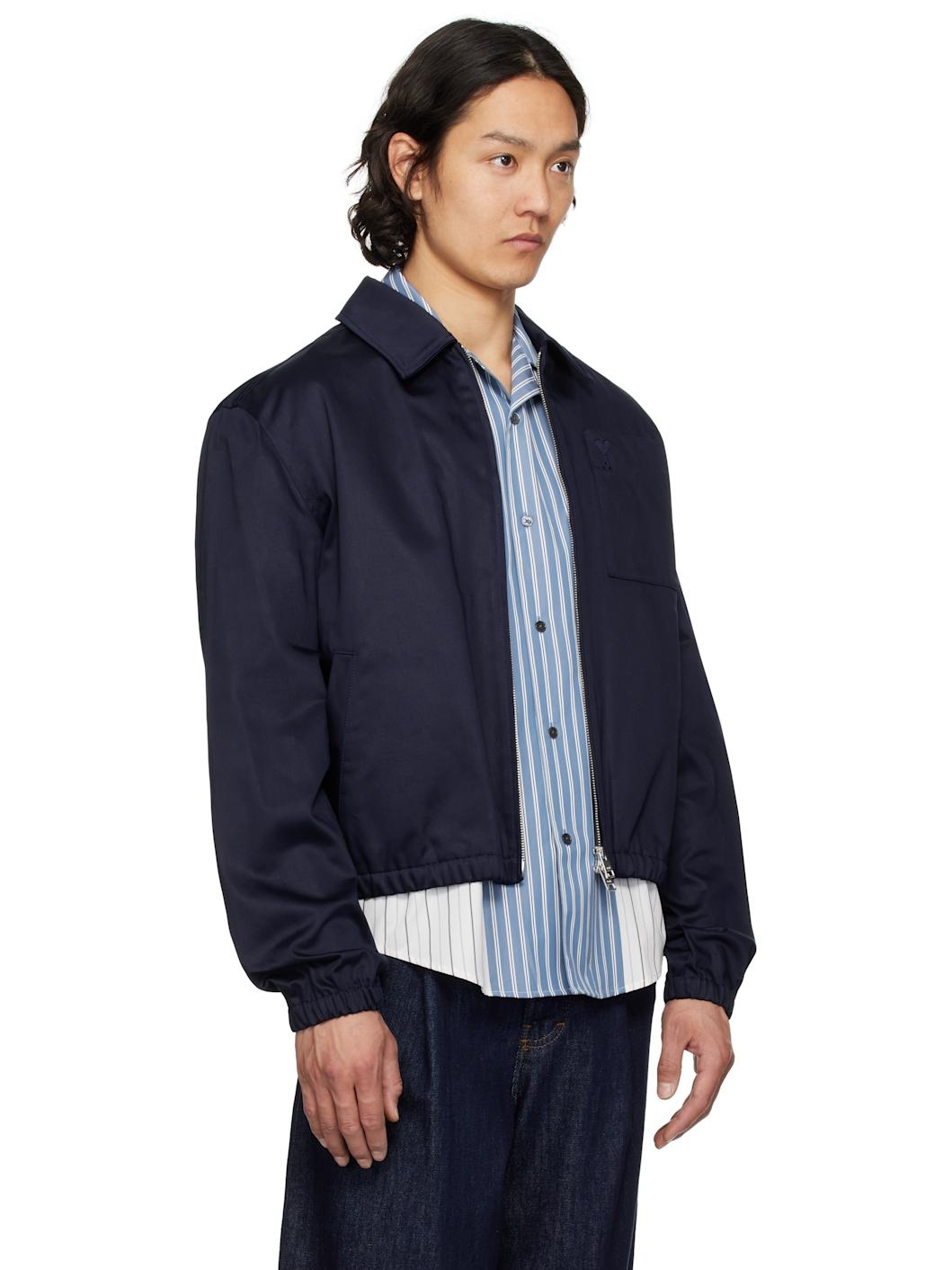 Navy Cotton Ami de Coeur Zipped Jacket - 2
