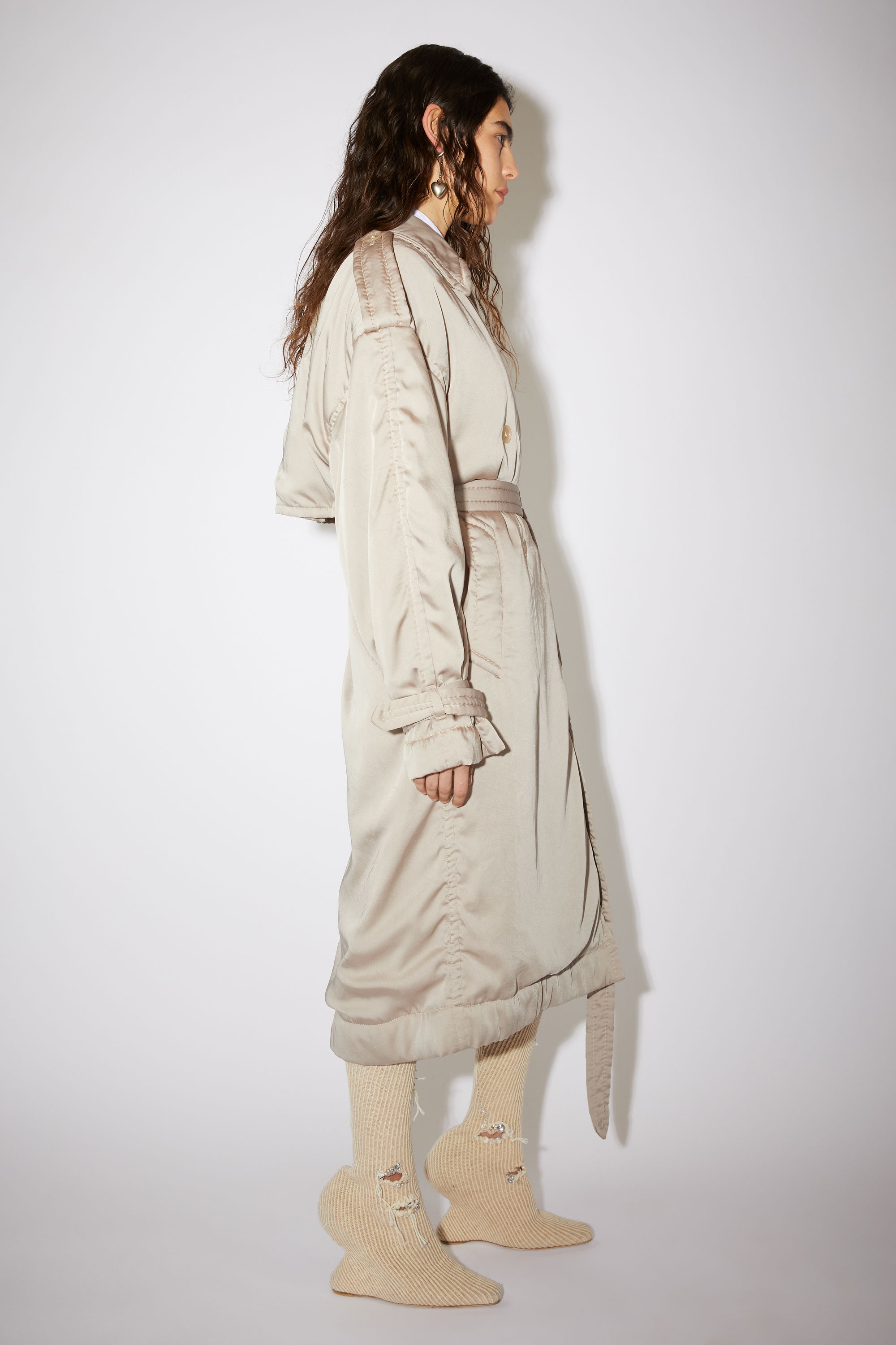 Double breasted padded trench - Mushroom beige - 4