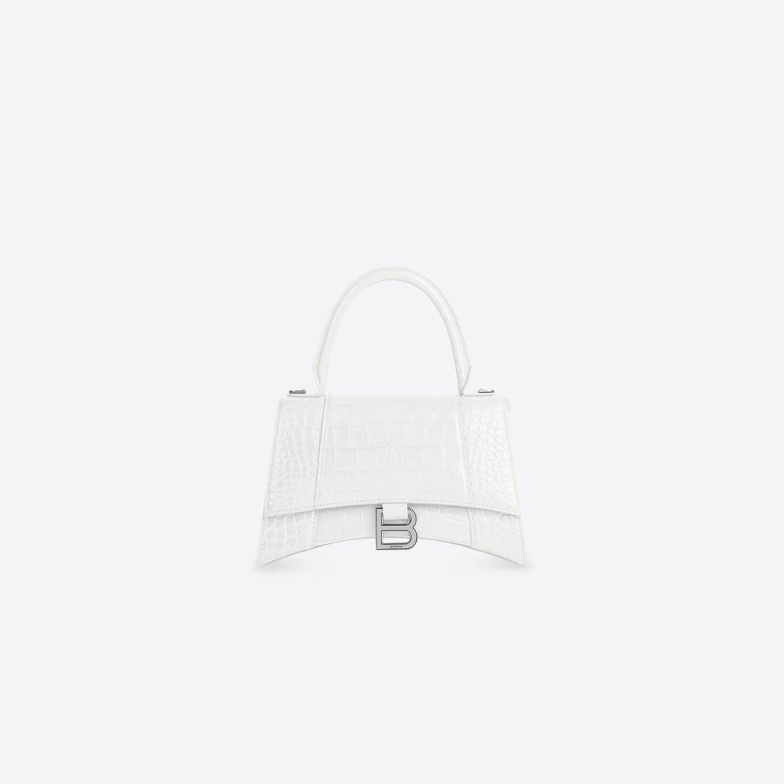 Women's Hourglass Small Handbag Crocodile Embossed in White - 1