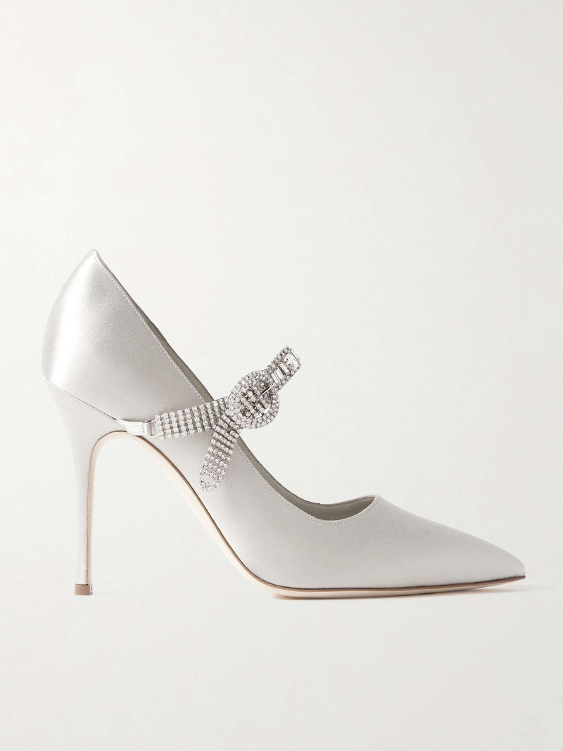 Hamedi 105 crystal-embellished satin point-toe pumps - 1