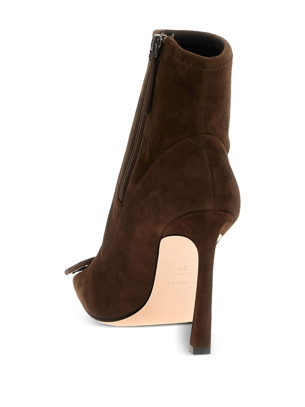 100mm buckle-detail suede ankle boots - 3