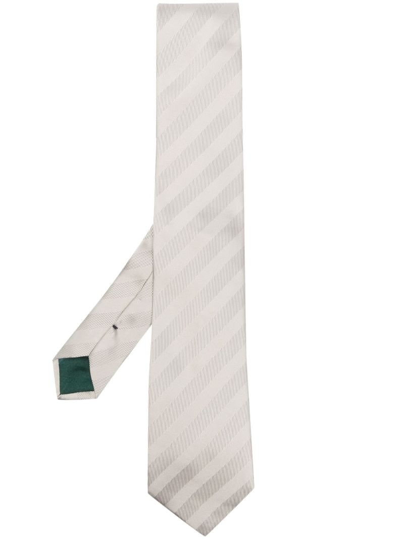 tone-on-tone diagonal-stripe silk tie - 1