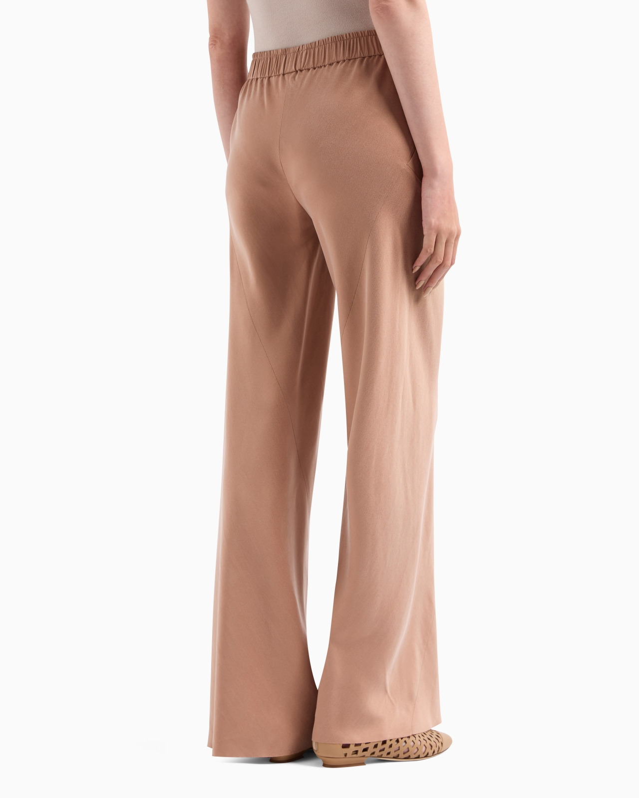 WASHED VISCOSE AND SILK FLARED TROUSERS - 3