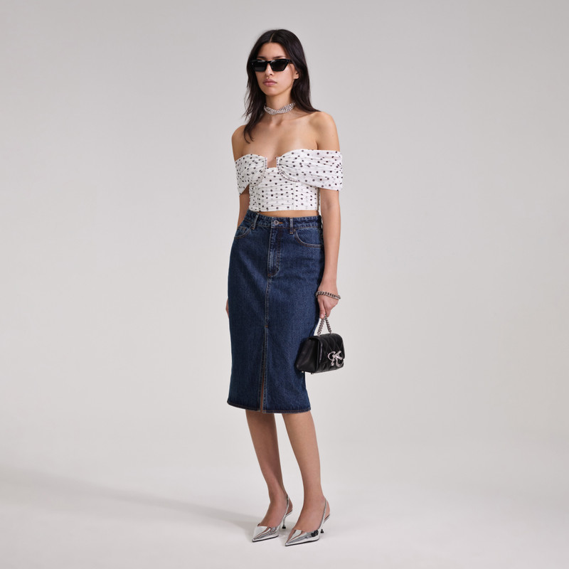 Polka Dot Off Shoulder Mesh Top 2