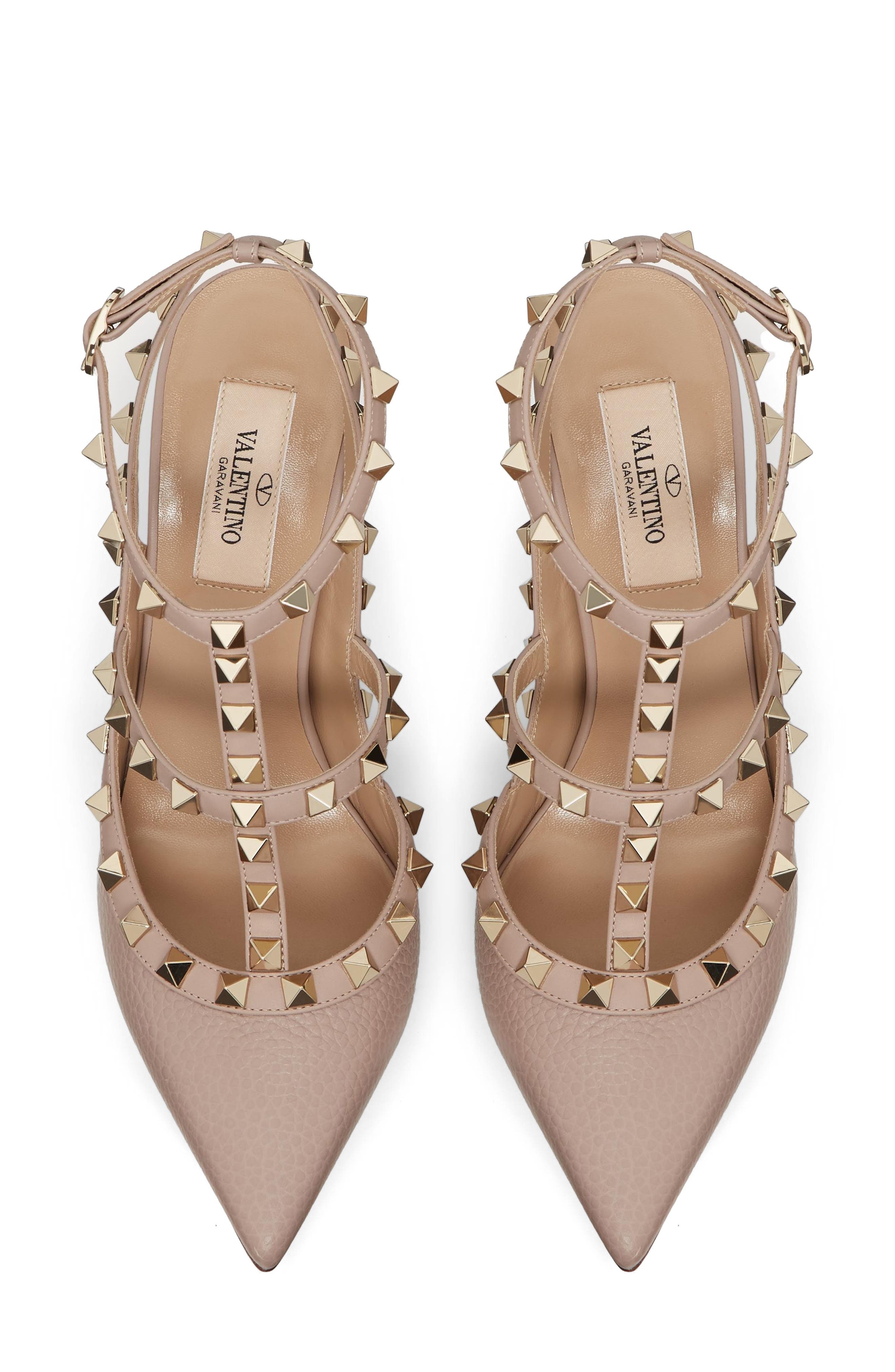 Valentino Garavani Rockstud Ankle Strap Pointed Toe Pump in Poudre at Nordstrom - 5