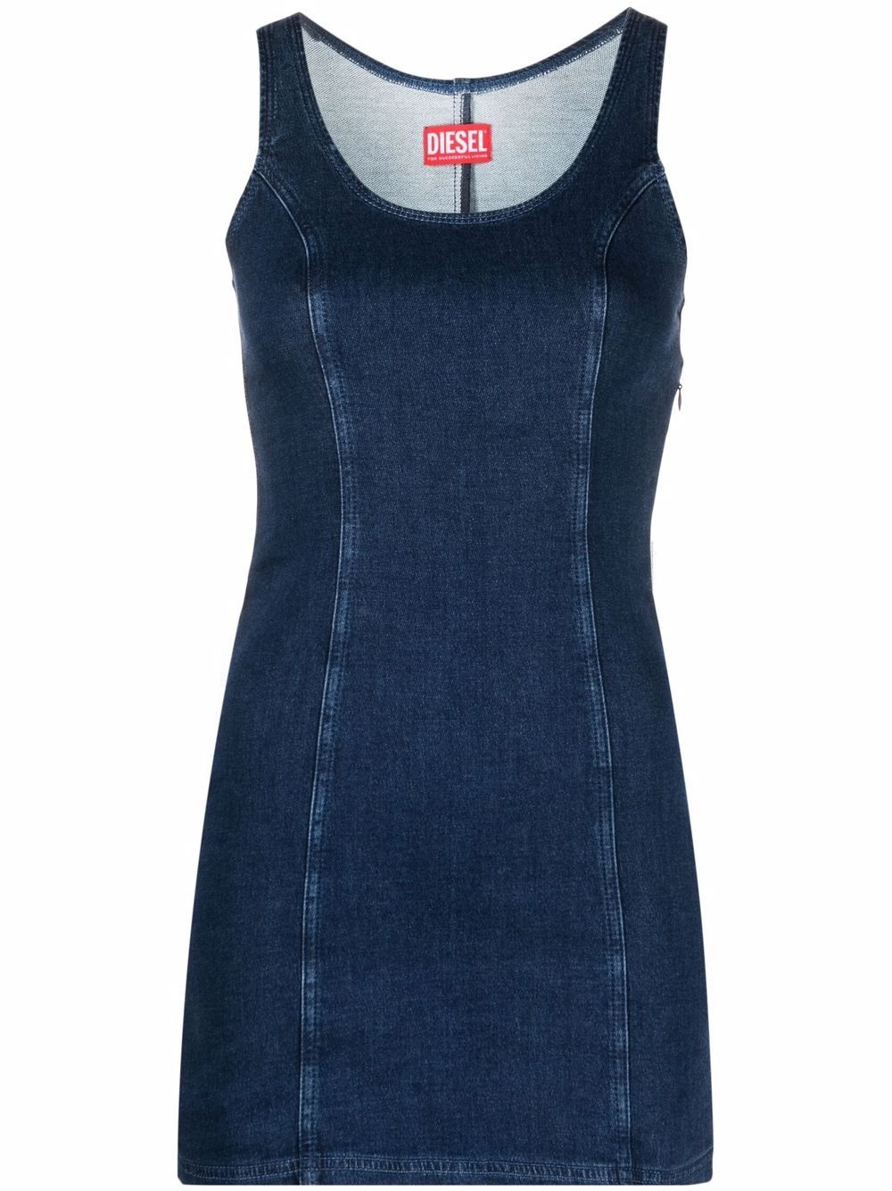 sleeveless denim mini dress - 1