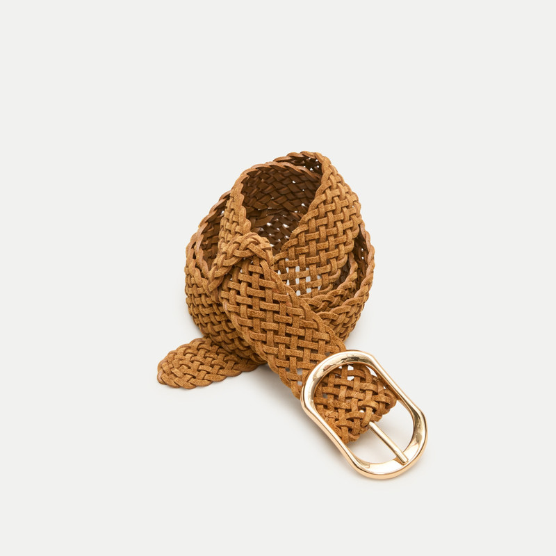 Braided wide belt in suede 1