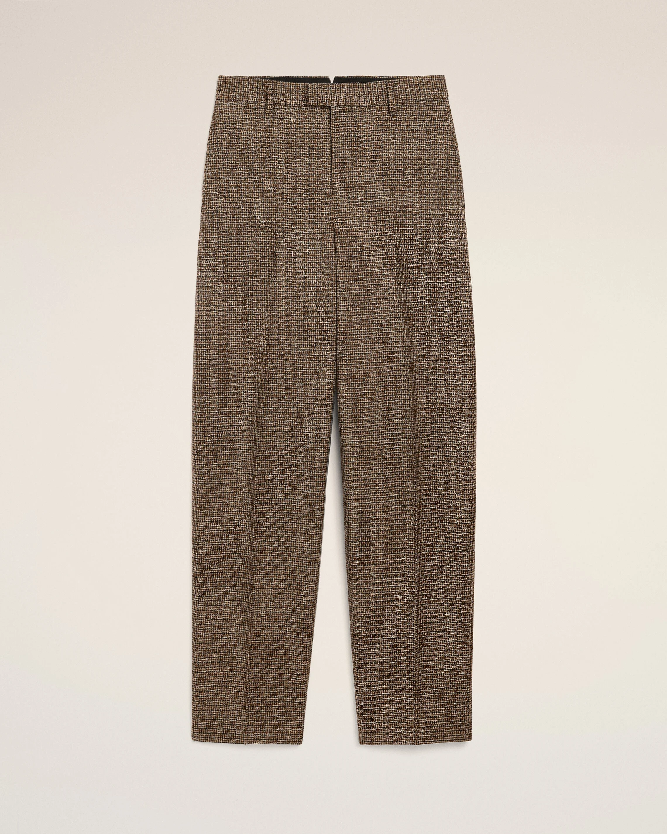 BROWN HOUNDSTOOTH BALLOON-FIT WOOL TROUSERS - 1