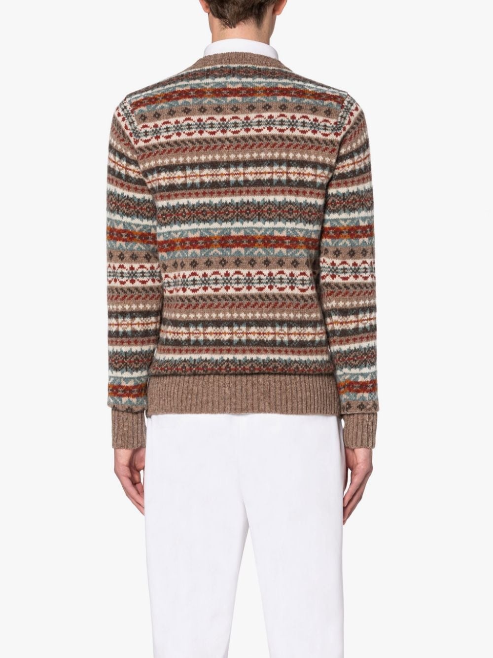 IMPULSE NUTMEG WOOL FAIR ISLE CREWNECK SWEATER - 4